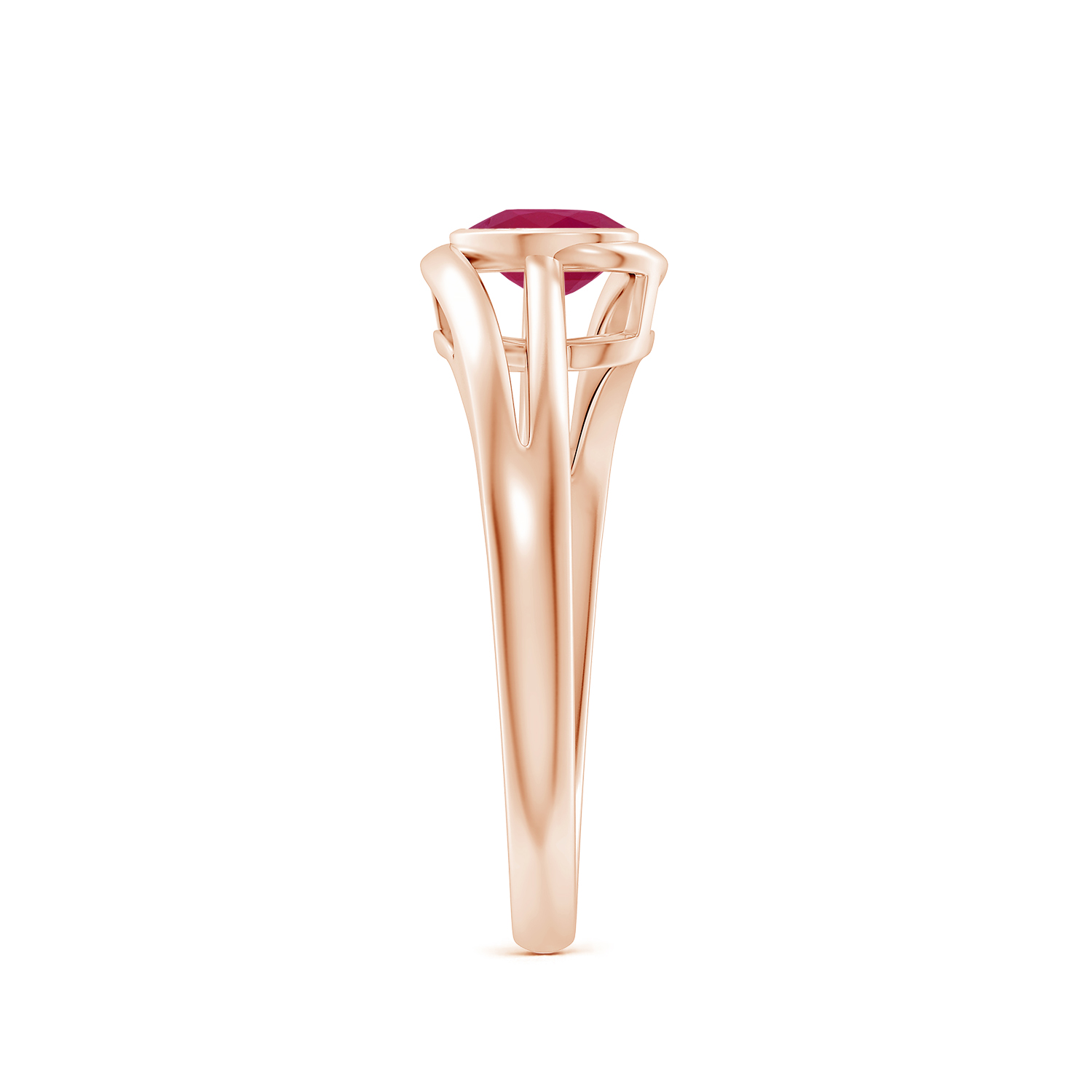 Tilted Solitaire OvalRuby (Manik) Solitaire Ring With Split Shank