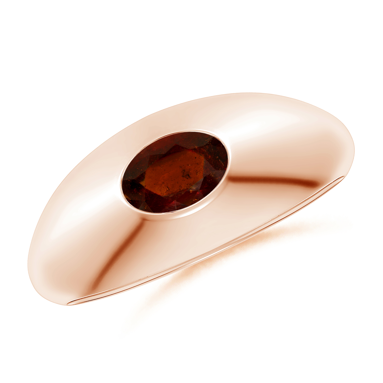 Oval Hessonite (Gomed) Signet Ring
