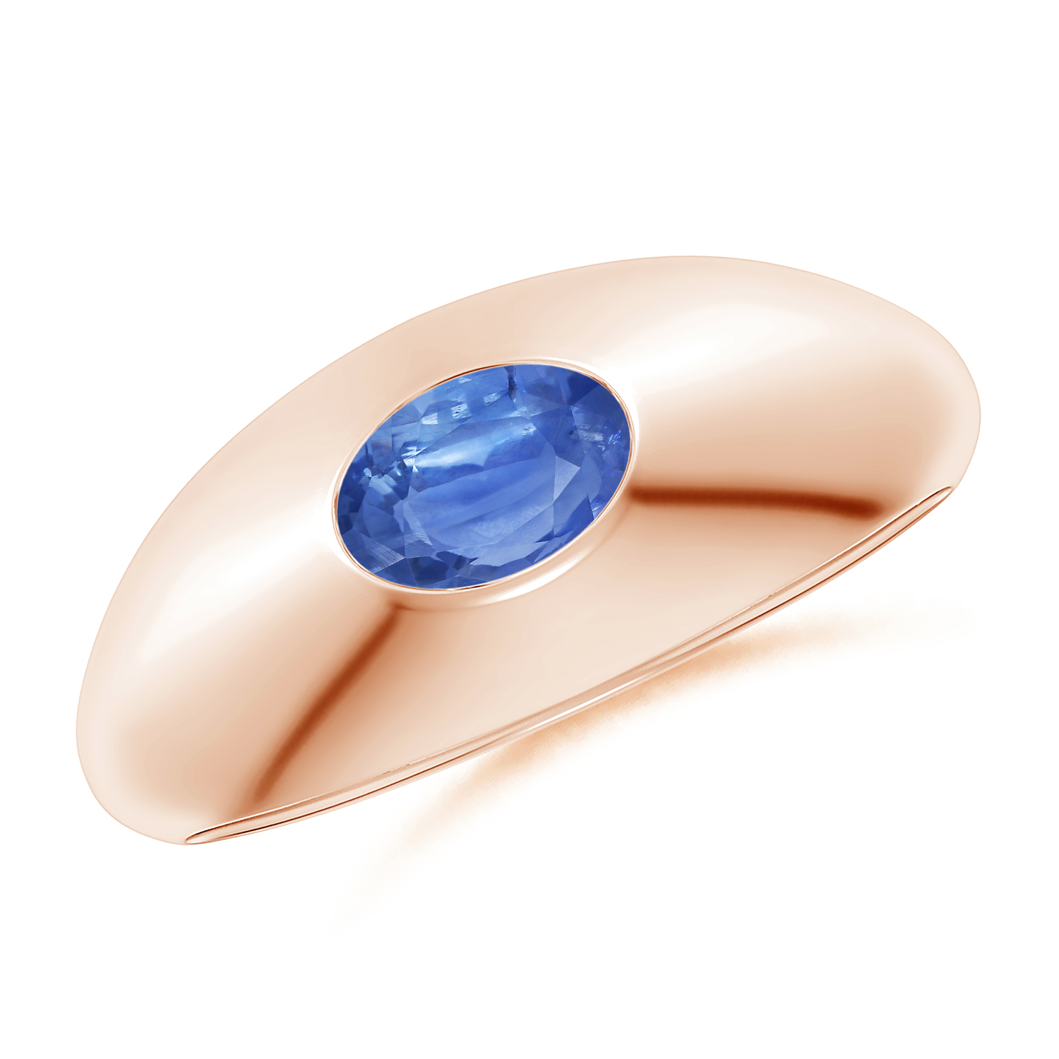 Oval Blue Sapphire (Neelam) Signet Ring