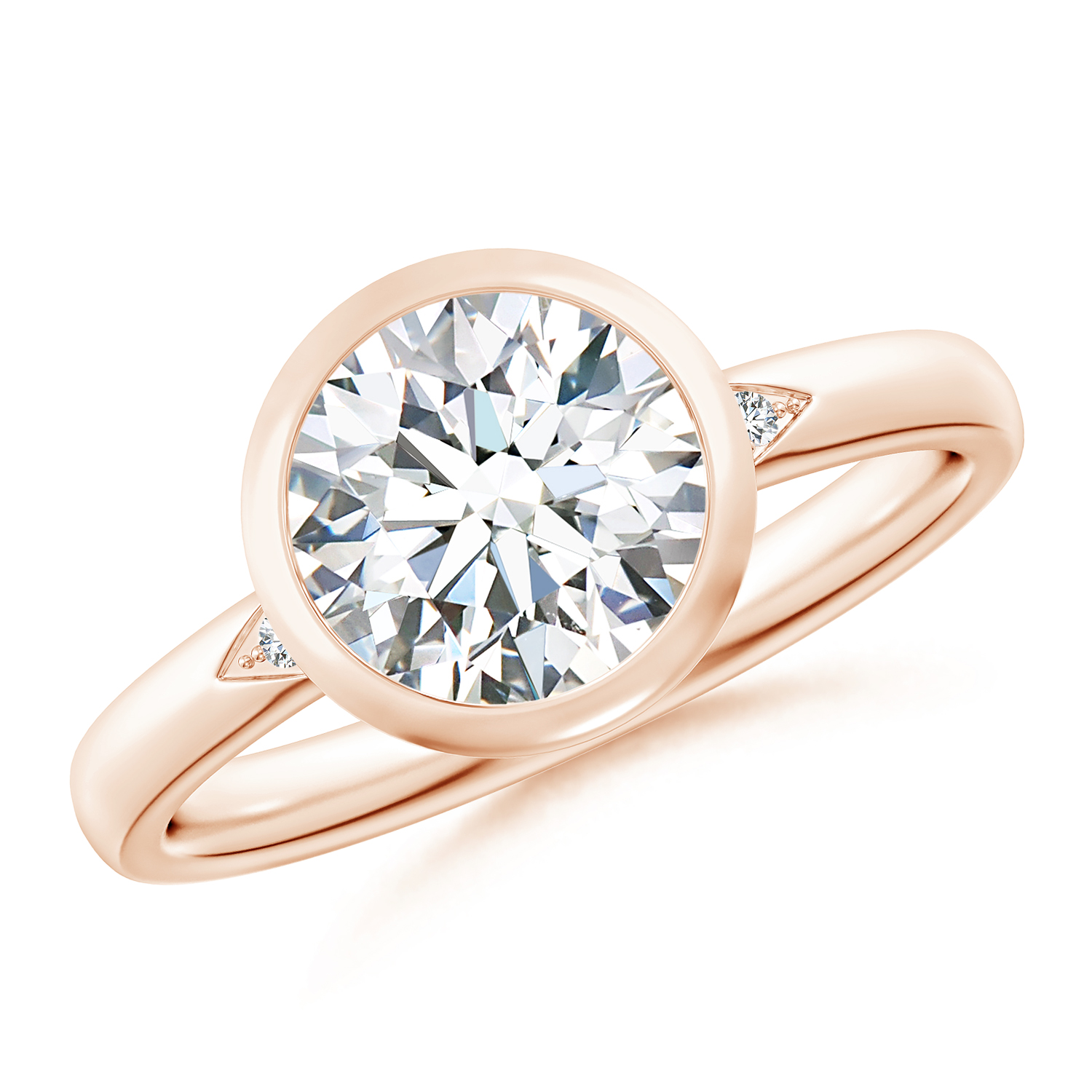 Bezel-Set Round Diamond (Heera) Ring With Diamond Accents