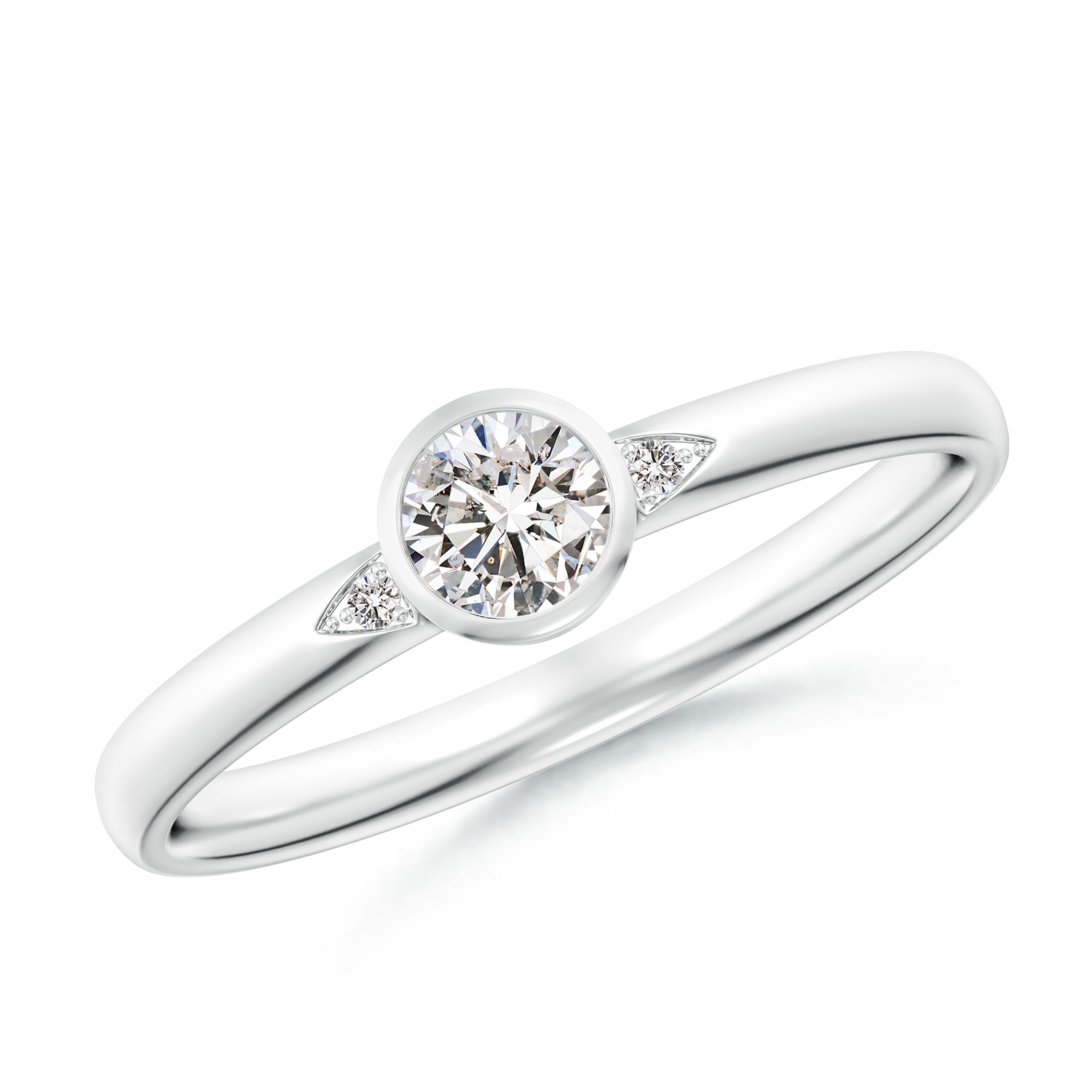 Bezel-Set Round Diamond (Heera) Ring With Diamond Accents