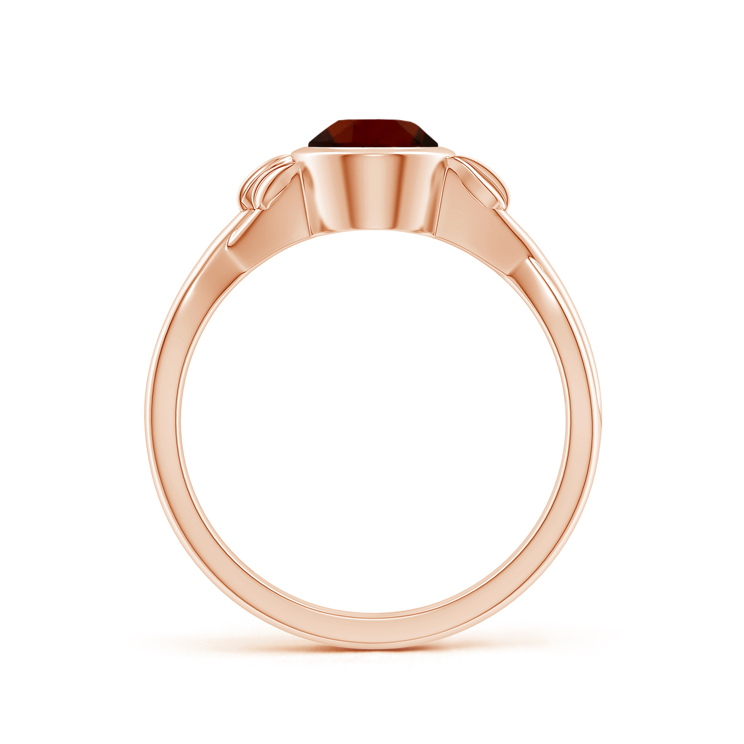 Nature Inspired Oval Hessonite (Gomed) Ring With Leaf Motif Gold