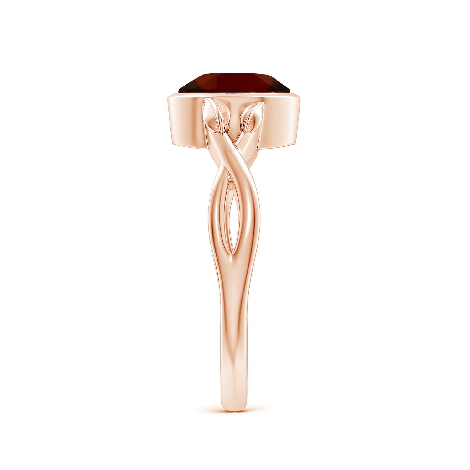 Nature Inspired Oval Hessonite (Gomed) Ring With Leaf Motif Gold