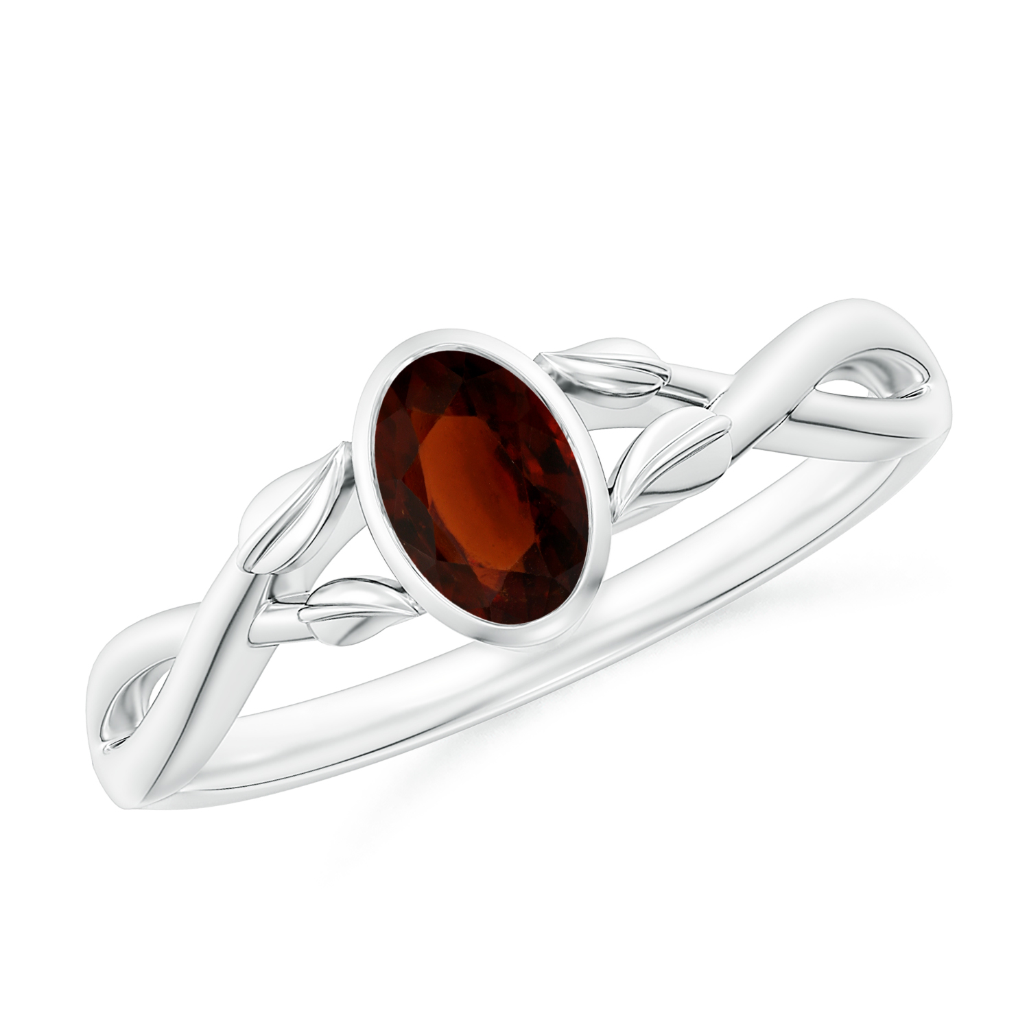 Nature Inspired Oval Hessonite (Gomed) Ring With Leaf Motif Gold