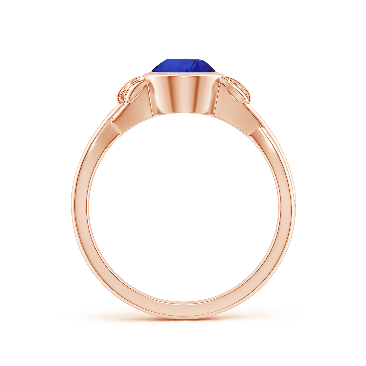 Nature Inspired Oval Blue Sapphire (Neelam) Ring With Leaf Motif Gold