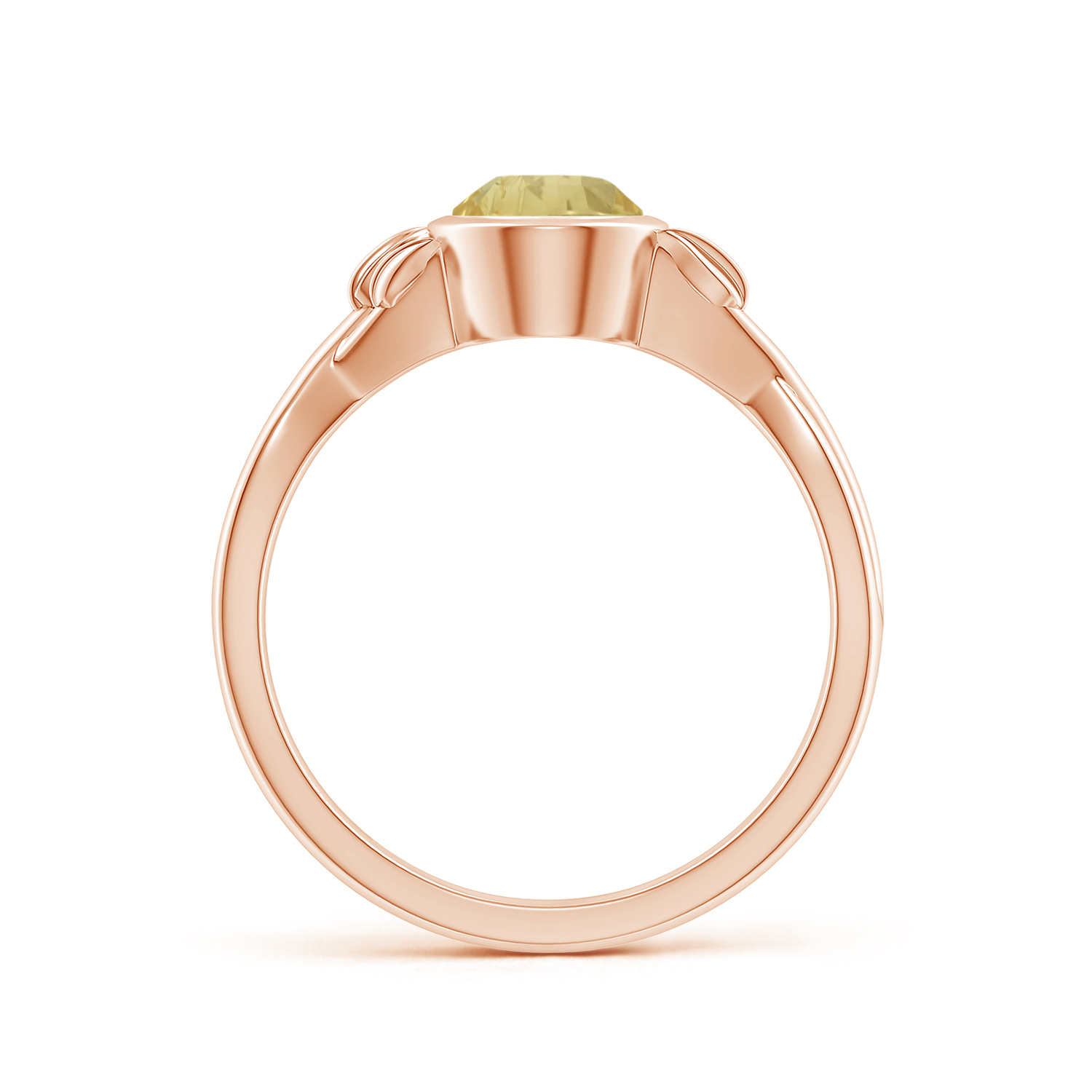 Nature Inspired Oval Yellow Sapphire (Pukhraj) Ring With Leaf Motif Gold