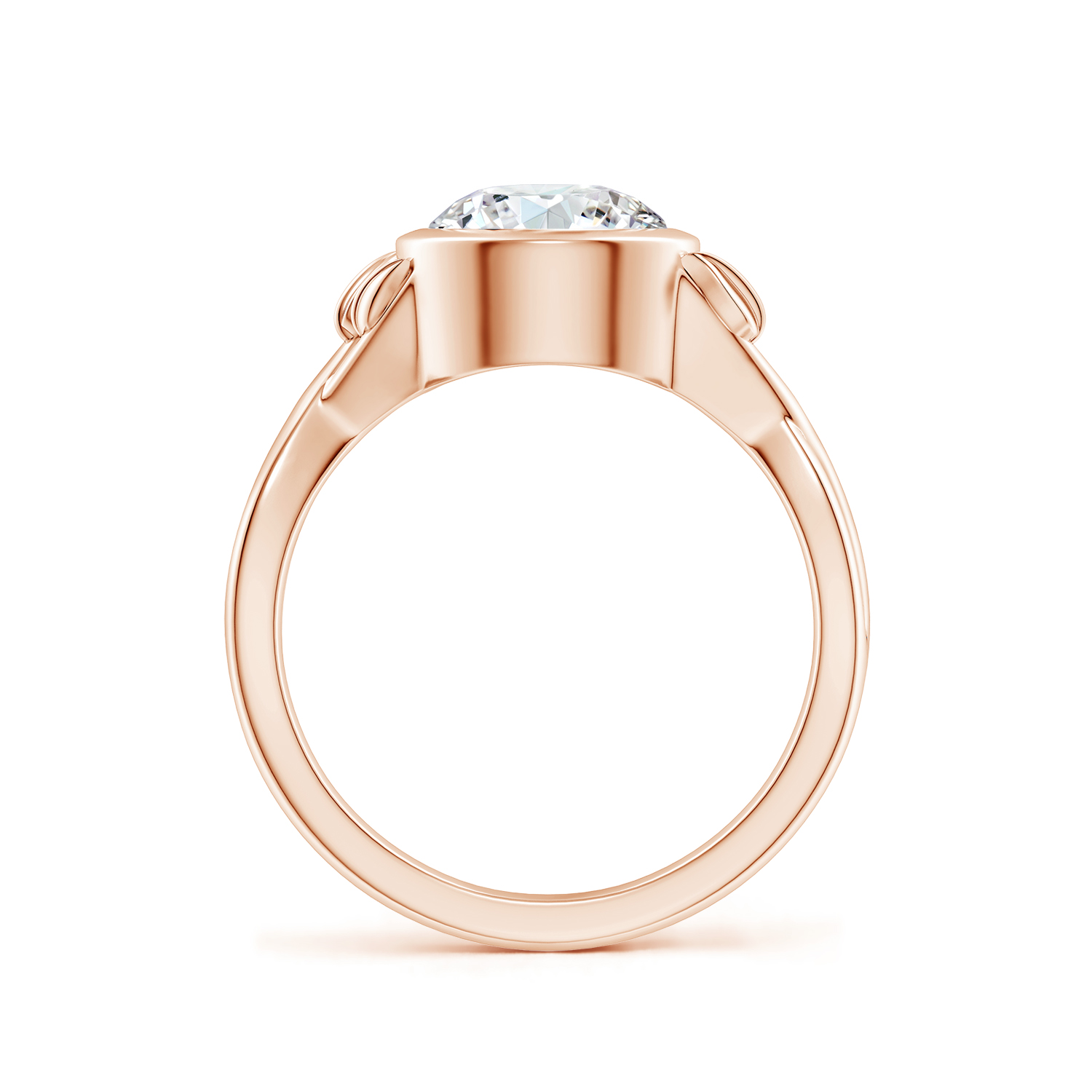 Nature Inspired Round Diamond (Heera) Ring With Leaf Motif Gold