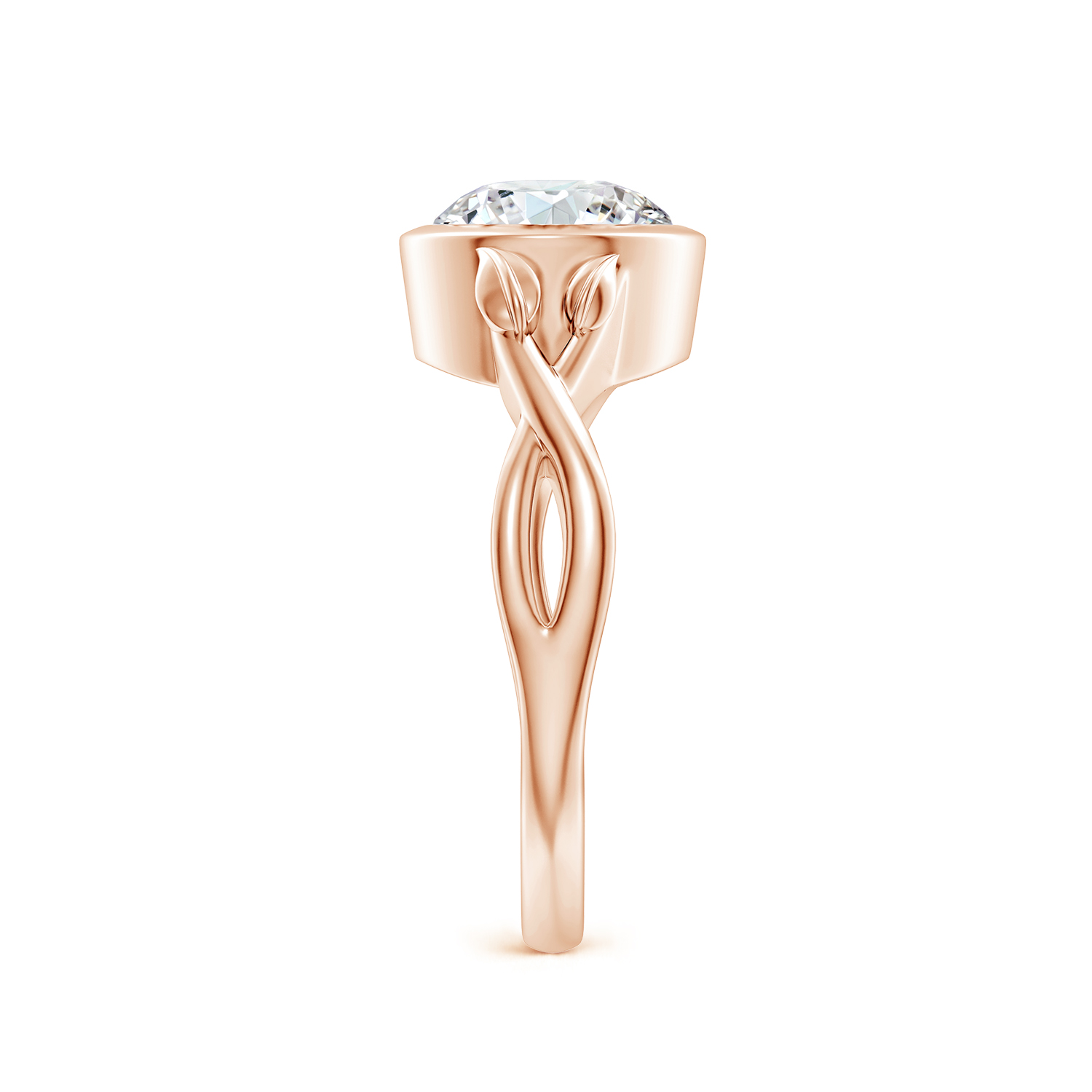 Nature Inspired Round Diamond (Heera) Ring With Leaf Motif Gold