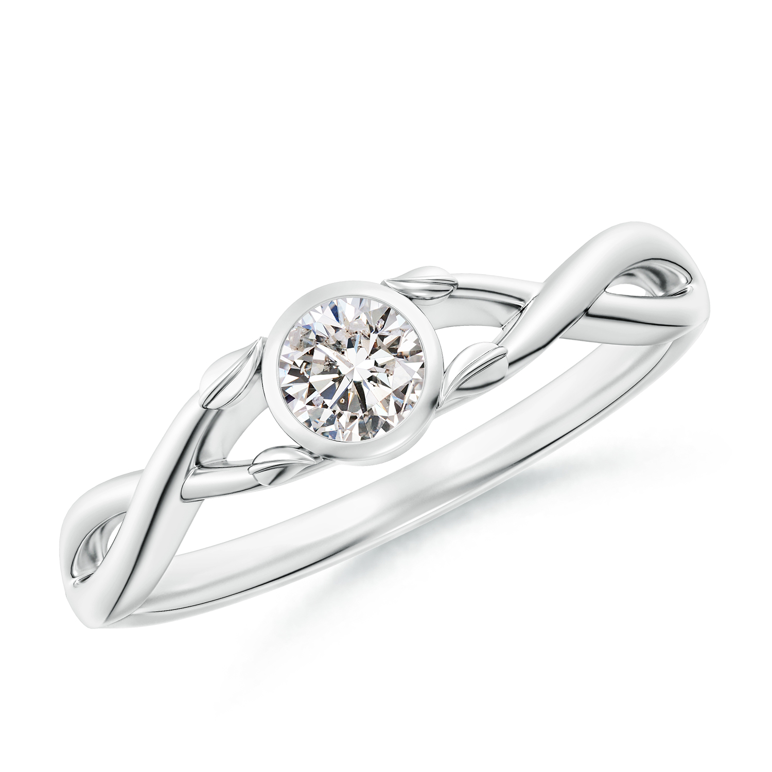 Nature Inspired Round Diamond (Heera) Ring With Leaf Motif Gold
