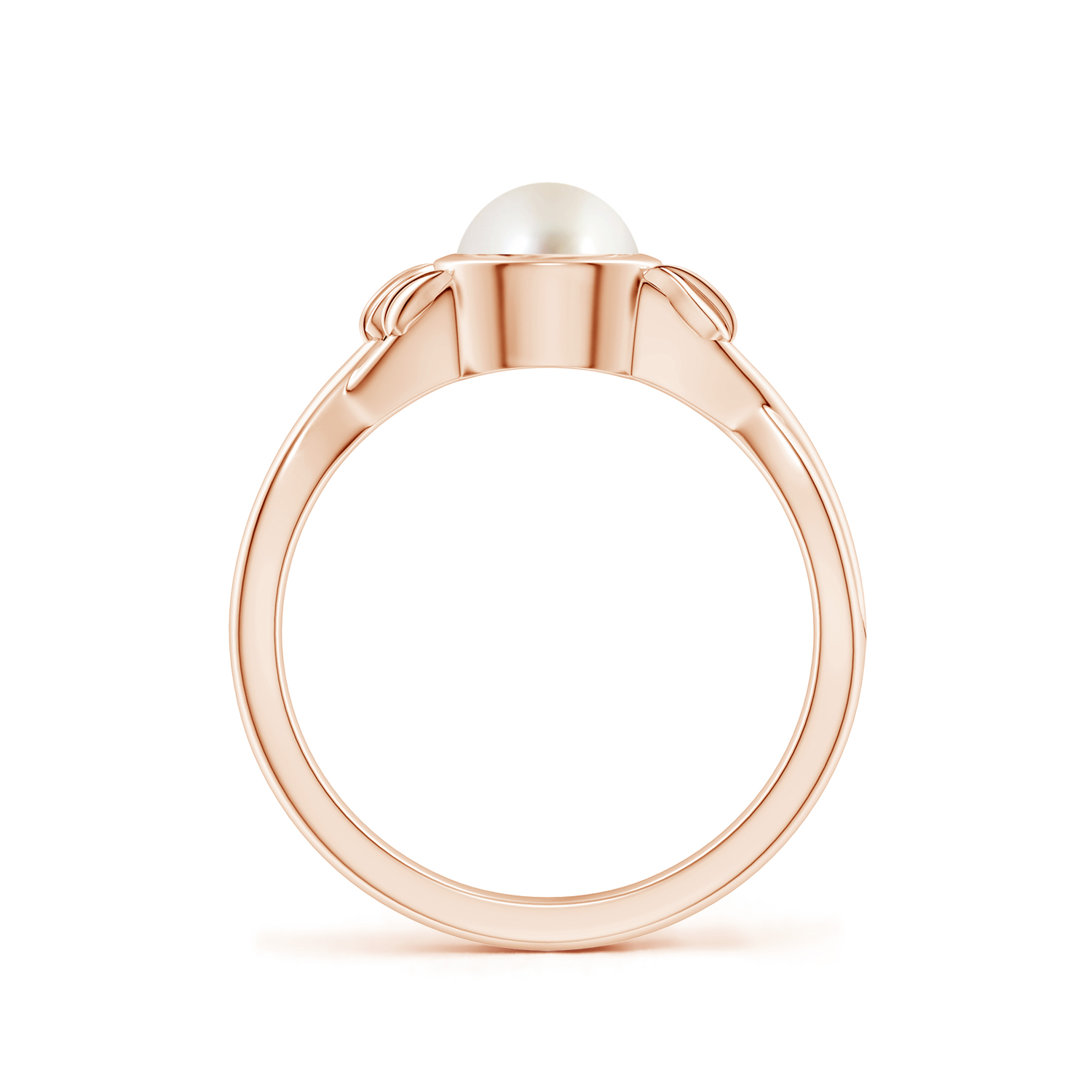 Nature Inspired Round Pearl (Moti) Ring With Leaf Motif Gold