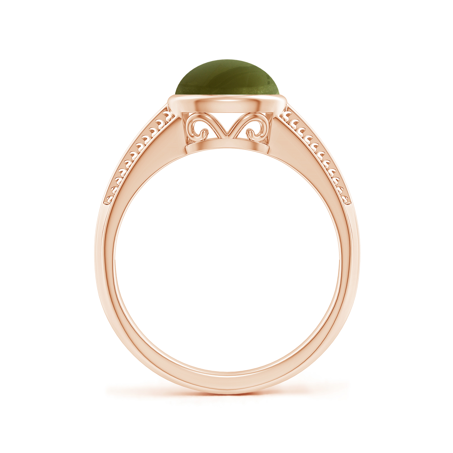 Vintage Inspired Oval Cat's Eye (Lehsunia) Ring With Engraved Shank