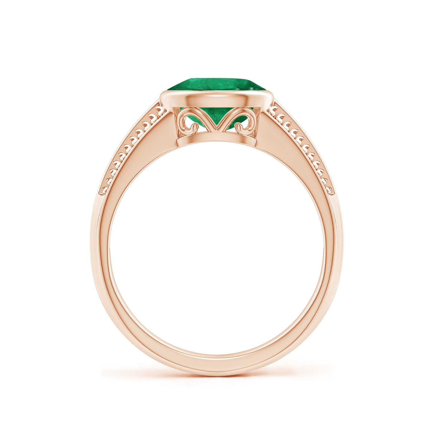 Vintage Inspired Oval Emerald (Panna) Ring With Engraved Shank