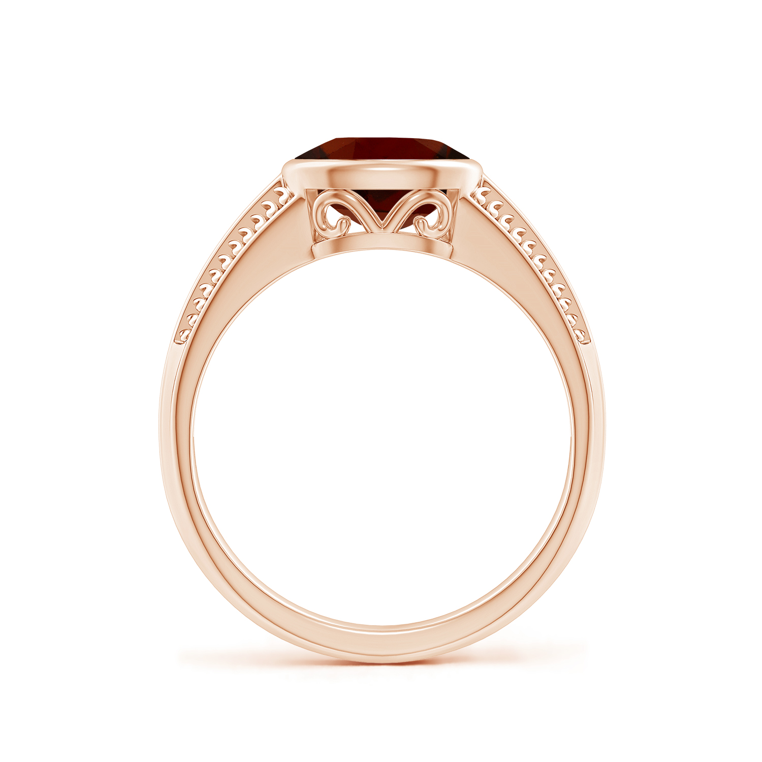 Vintage Inspired Oval Hessonite (Gomed) Ring With Engraved Shank