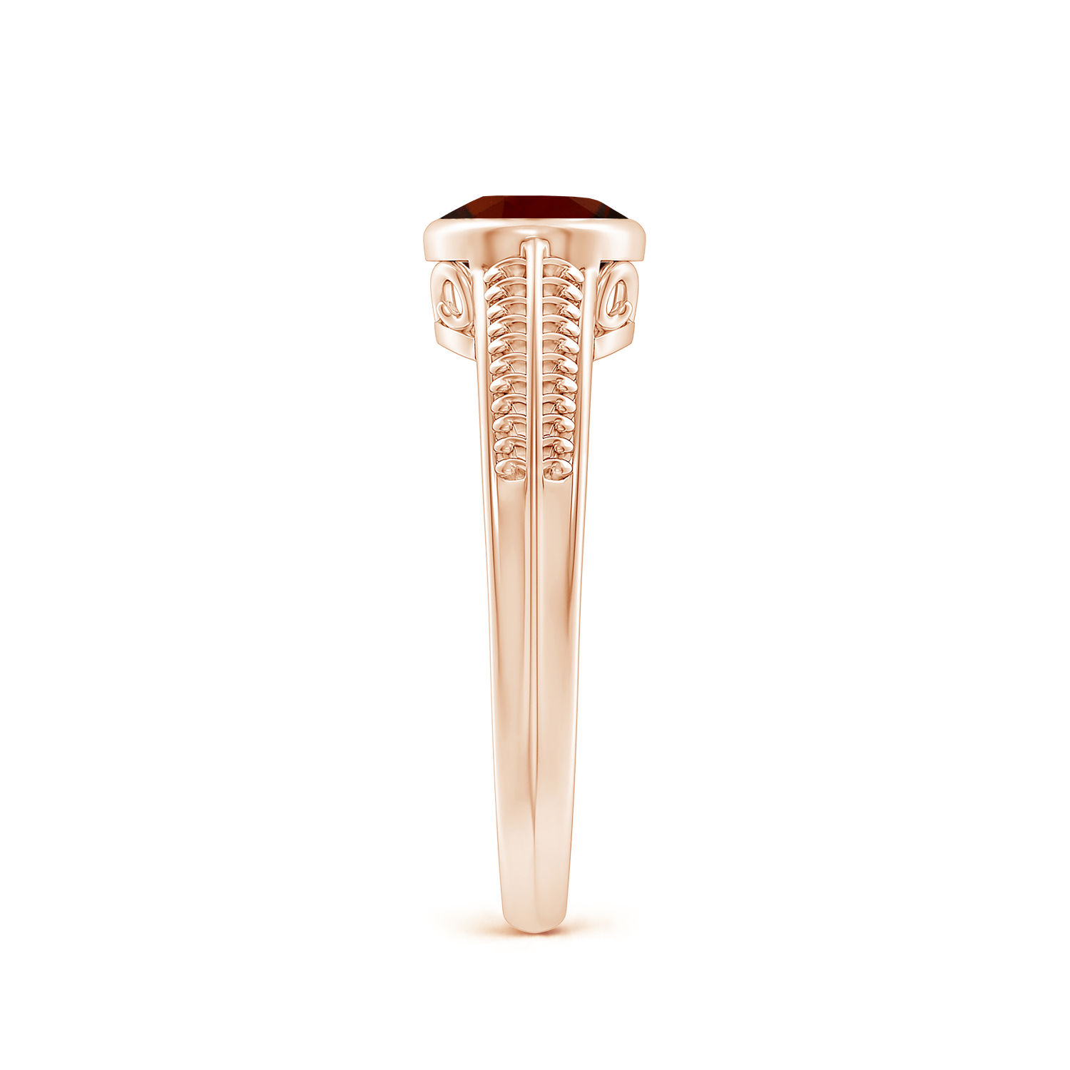 Vintage Inspired Oval Hessonite (Gomed) Ring With Engraved Shank