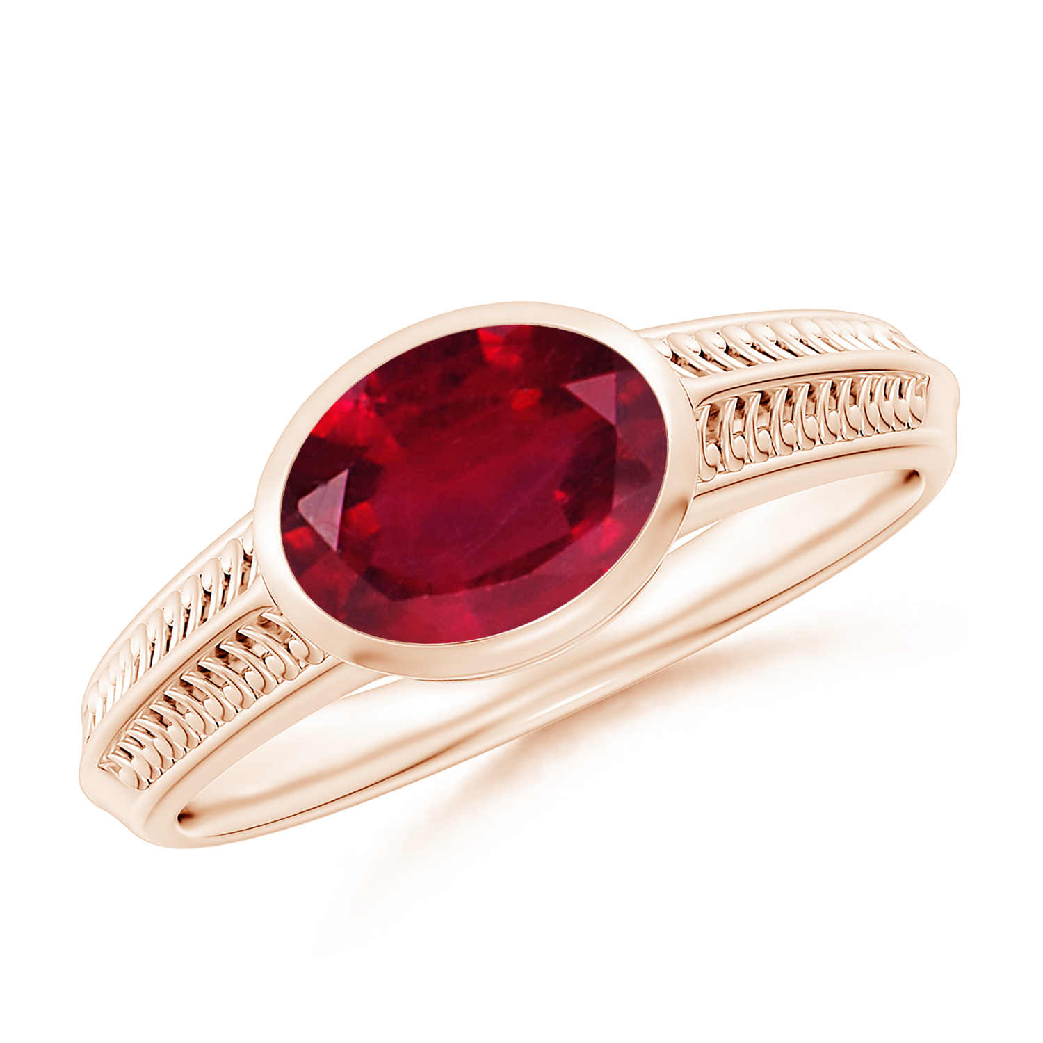 Vintage Inspired Oval Ruby (Manik) Ring With Engraved Shank