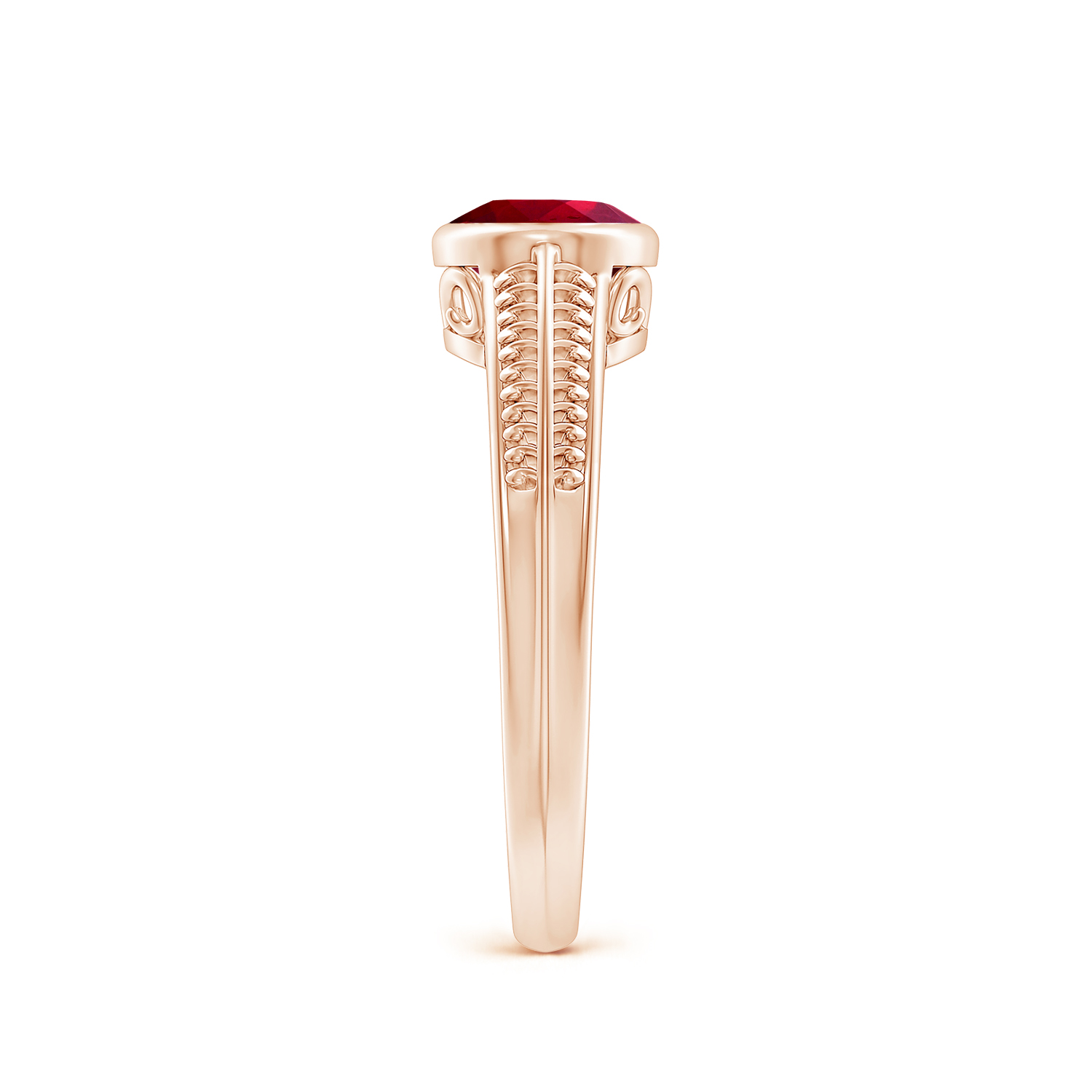 Vintage Inspired Oval Ruby (Manik) Ring With Engraved Shank