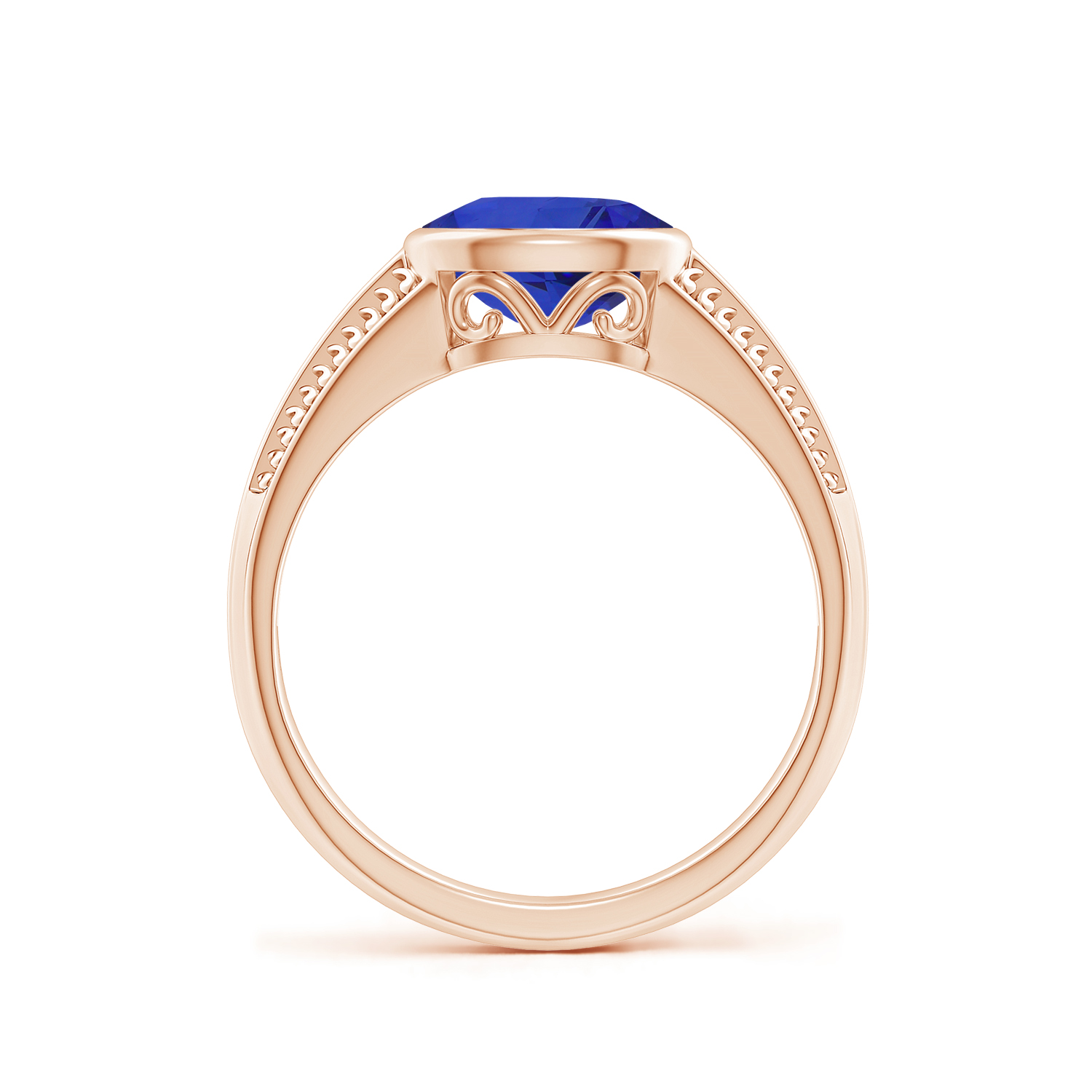 Vintage Inspired Oval Blue Sapphire (Neelam) Ring With Engraved Shank