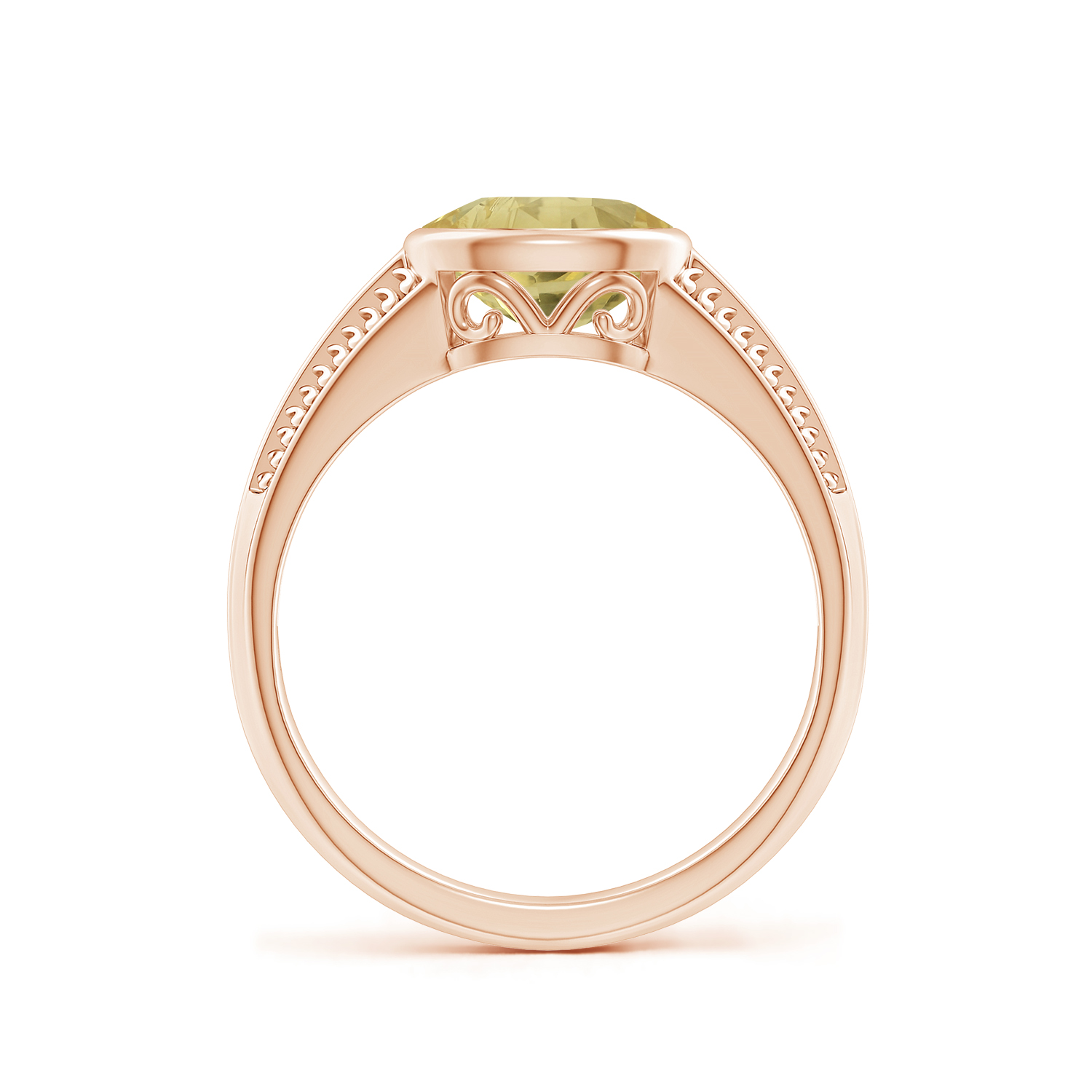 Vintage Inspired Oval Yellow Sapphire (Pukhraj) Ring With Engraved Shank