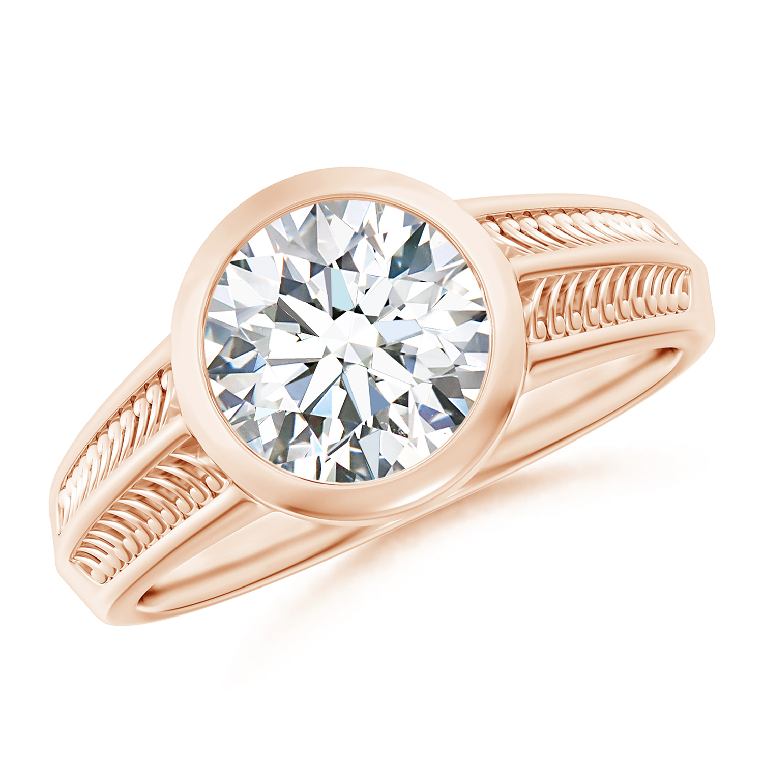 Vintage Inspired Round Diamond (Heera) Ring With Engraved Shank
