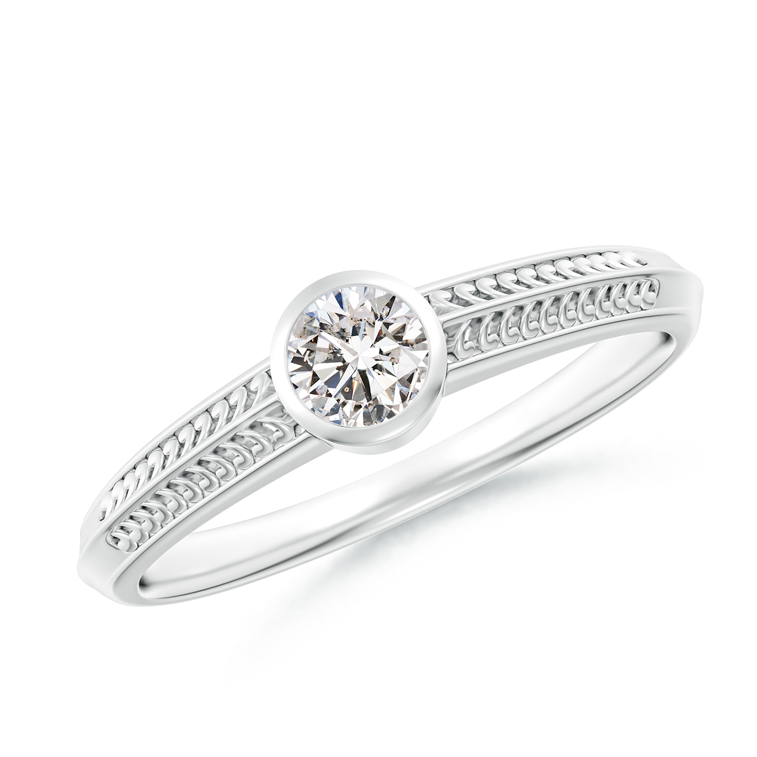 Vintage Inspired Round Diamond (Heera) Ring With Engraved Shank