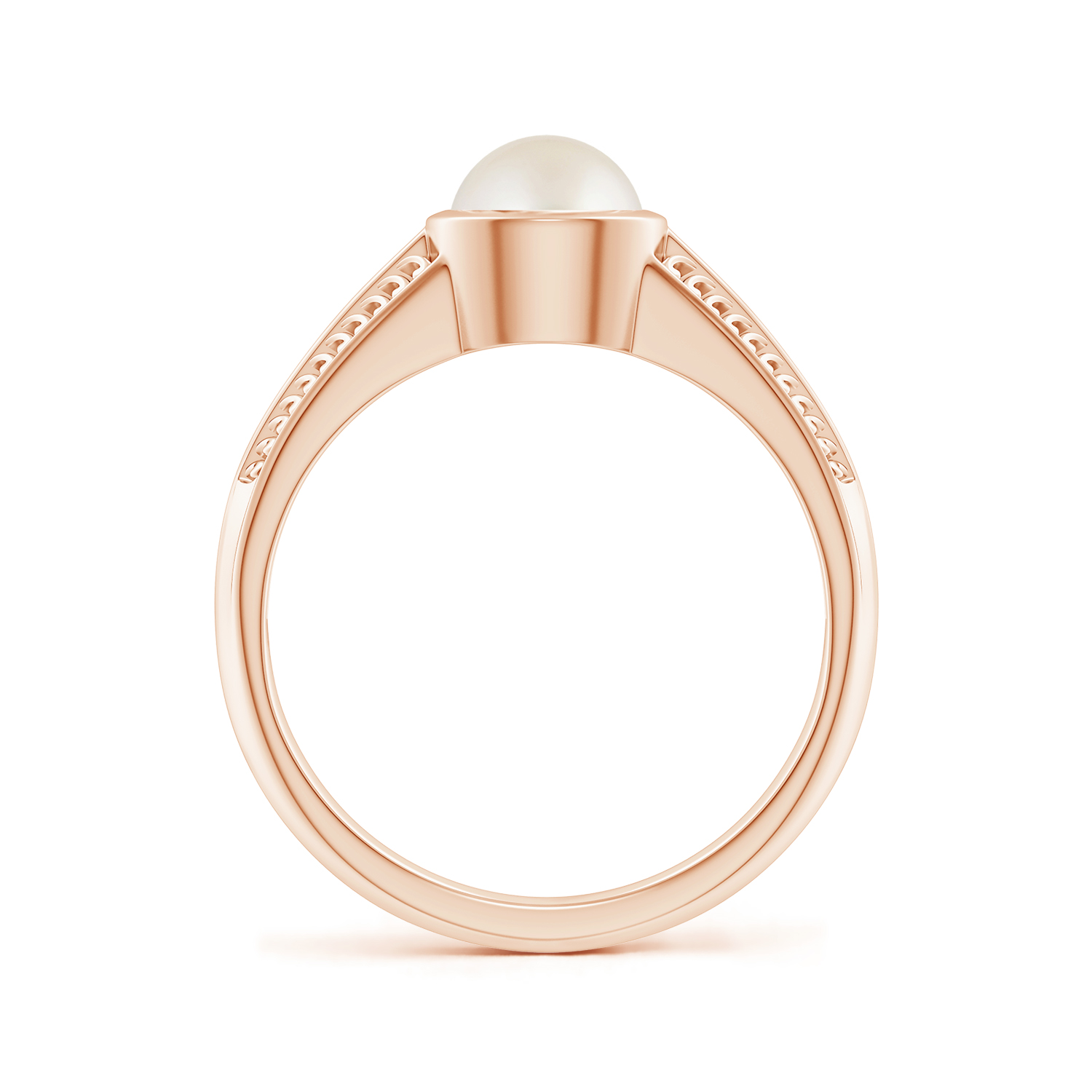 Vintage Inspired Round Pearl (Moti) Ring With Engraved Shank