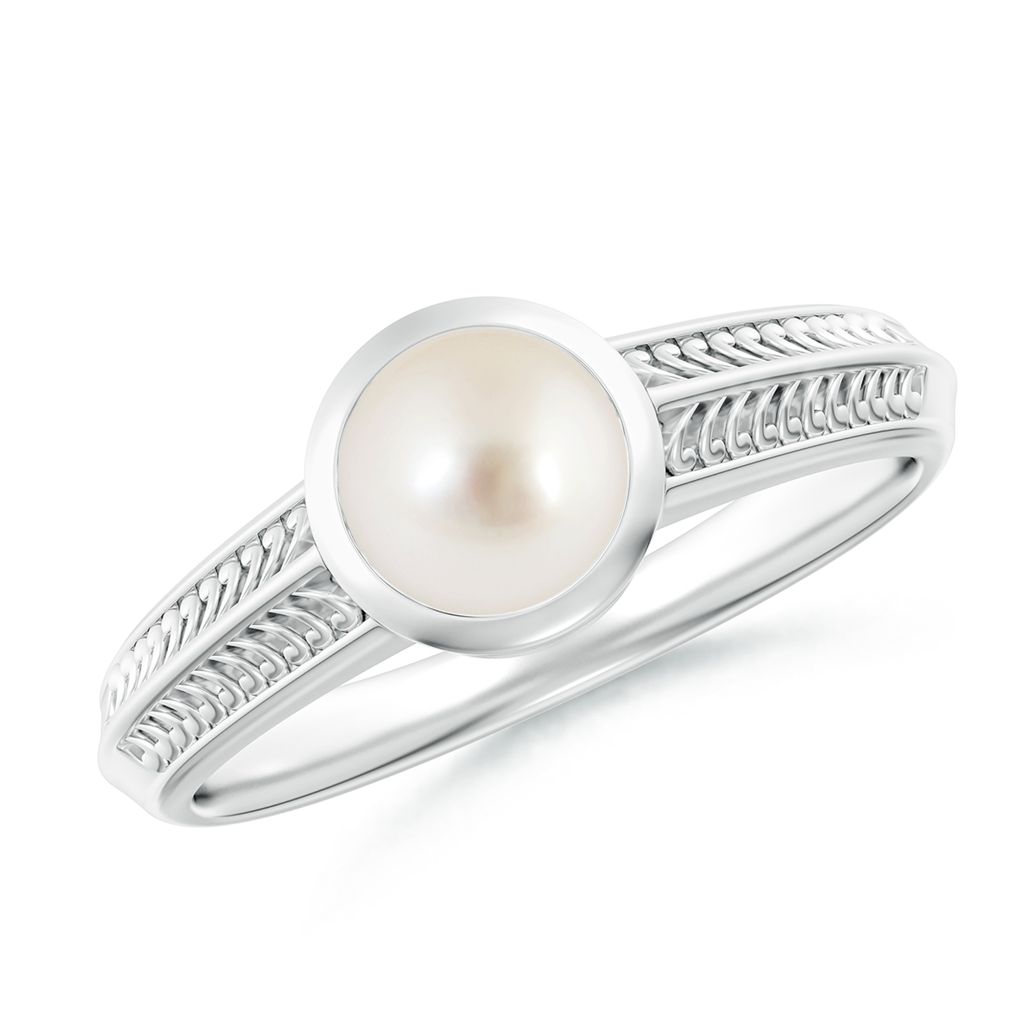 Vintage Inspired Round Pearl (Moti) Ring With Engraved Shank