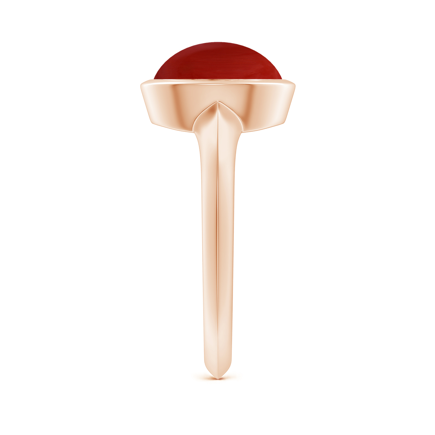 Prong-Set Oval Red Coral (Moonga) Solitaire Ring