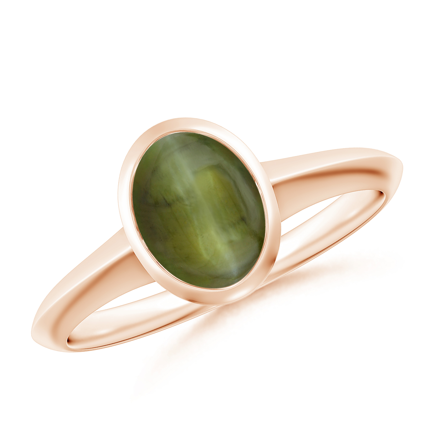 Prong-Set Oval Cat's Eye (Lehsunia) Solitaire Ring