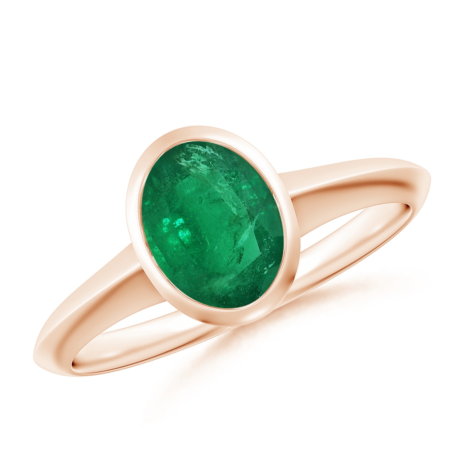 Prong-Set Oval Emerald (Panna) Solitaire Ring