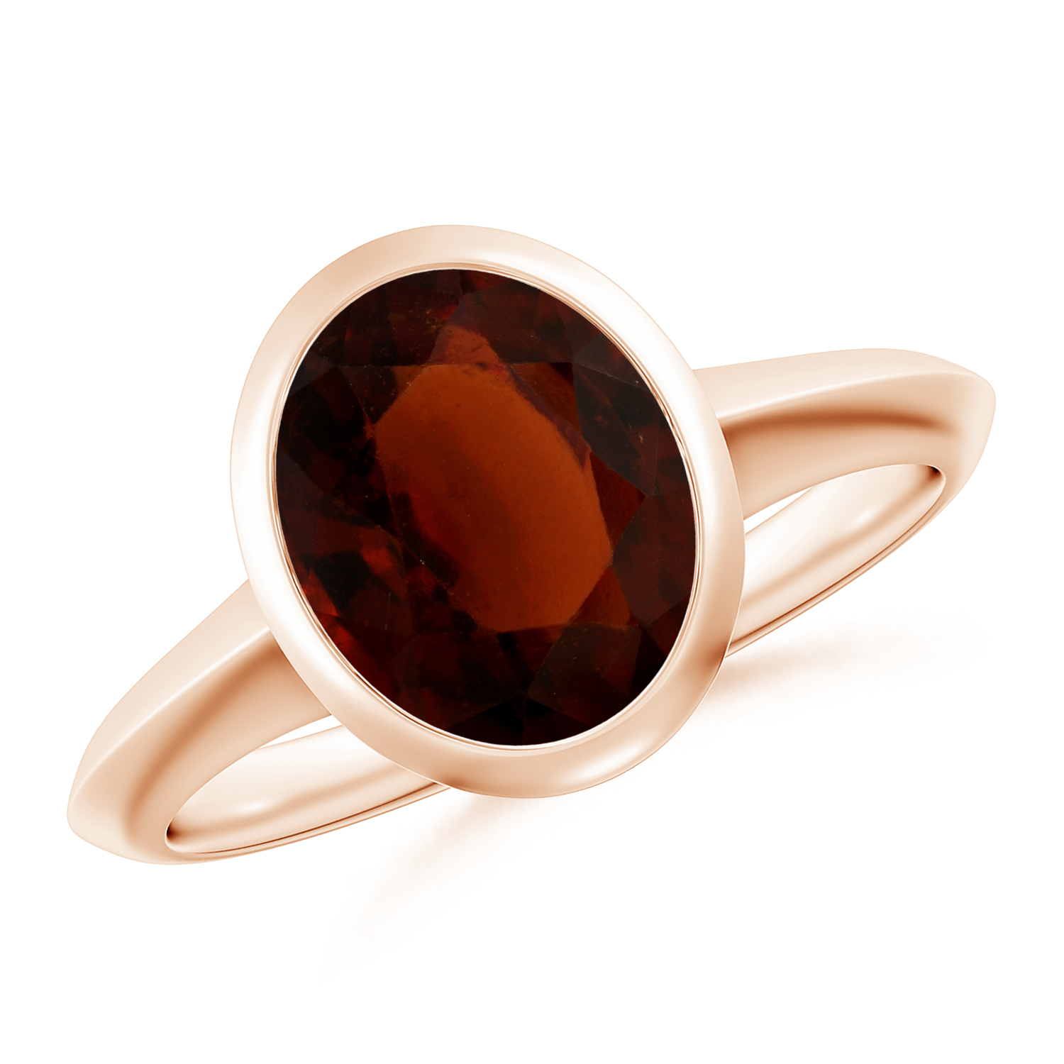 Prong-Set Oval Hessonite (Gomed) Solitaire Ring