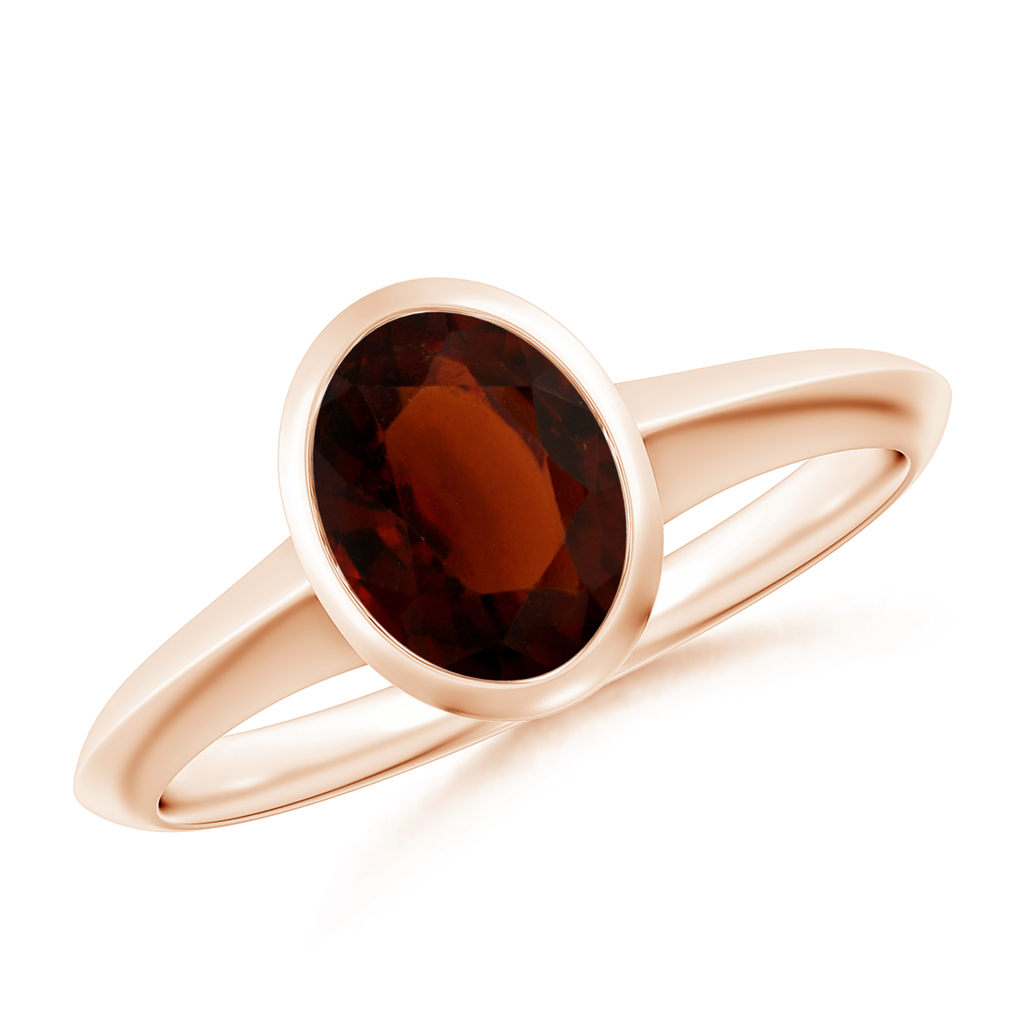 Prong-Set Oval Hessonite (Gomed) Solitaire Ring