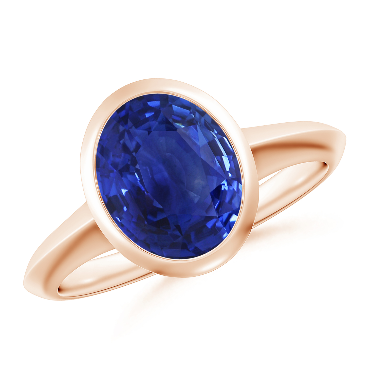 Prong-Set Oval Blue Sapphire (Neelam) Solitaire Ring