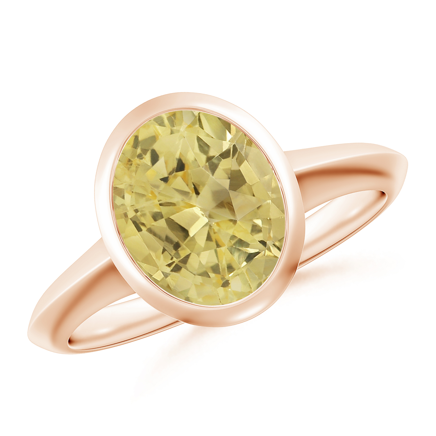 Prong-Set Oval Yellow Sapphire (Pukhraj) Solitaire Ring