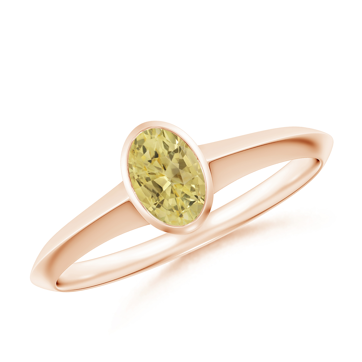 Prong-Set Oval Yellow Sapphire (Pukhraj) Solitaire Ring