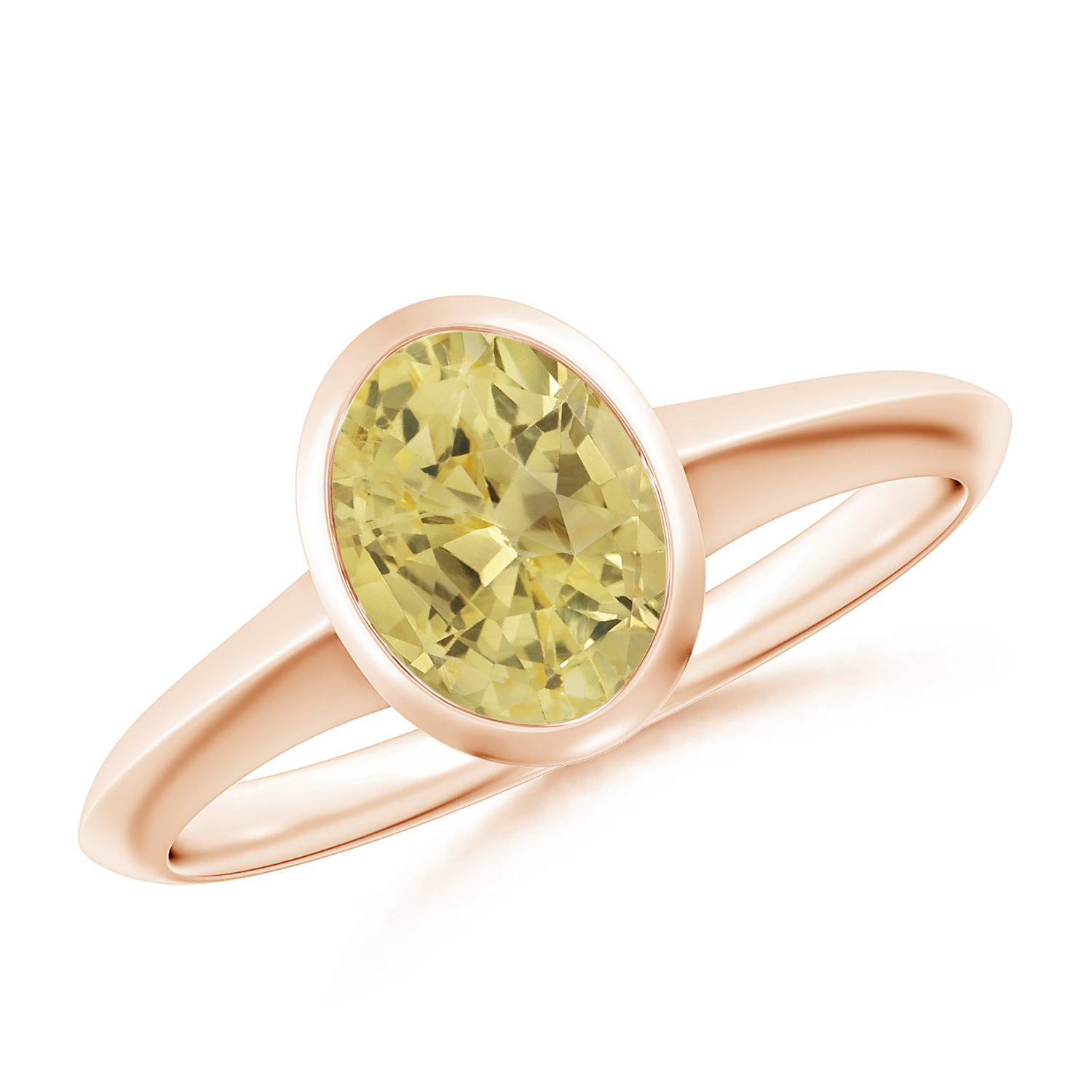 Prong-Set Oval Yellow Sapphire (Pukhraj) Solitaire Ring