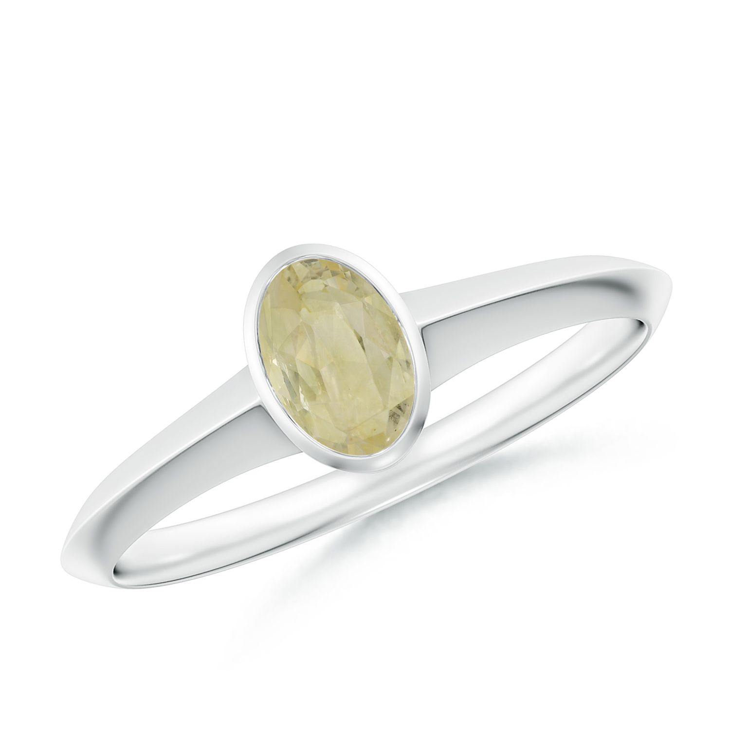 Prong-Set Oval Yellow Sapphire (Pukhraj) Solitaire Ring