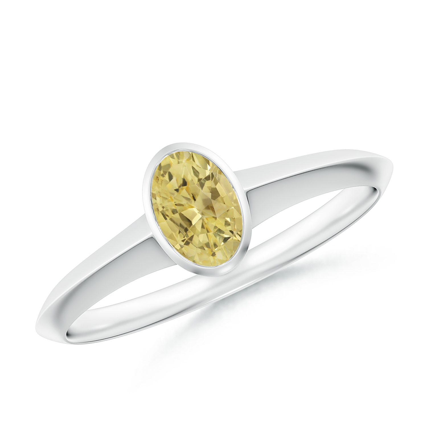 Prong-Set Oval Yellow Sapphire (Pukhraj) Solitaire Ring