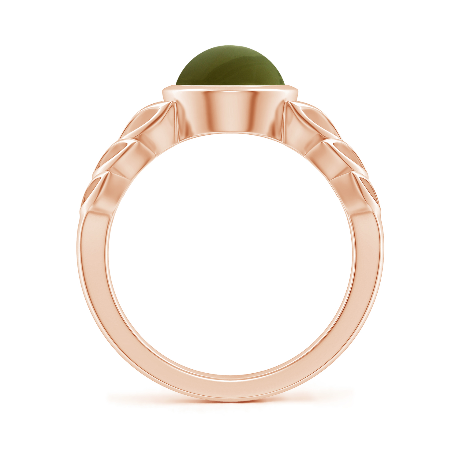  Oval Cat's Eye (Lehsunia) Ring With Leaf Motif 