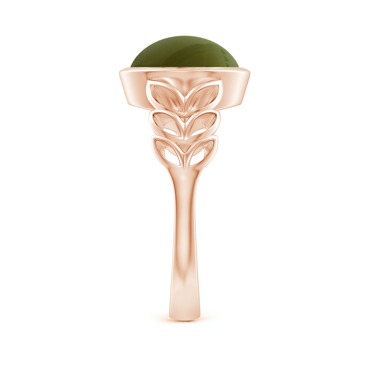  Oval Cat's Eye (Lehsunia) Ring With Leaf Motif 