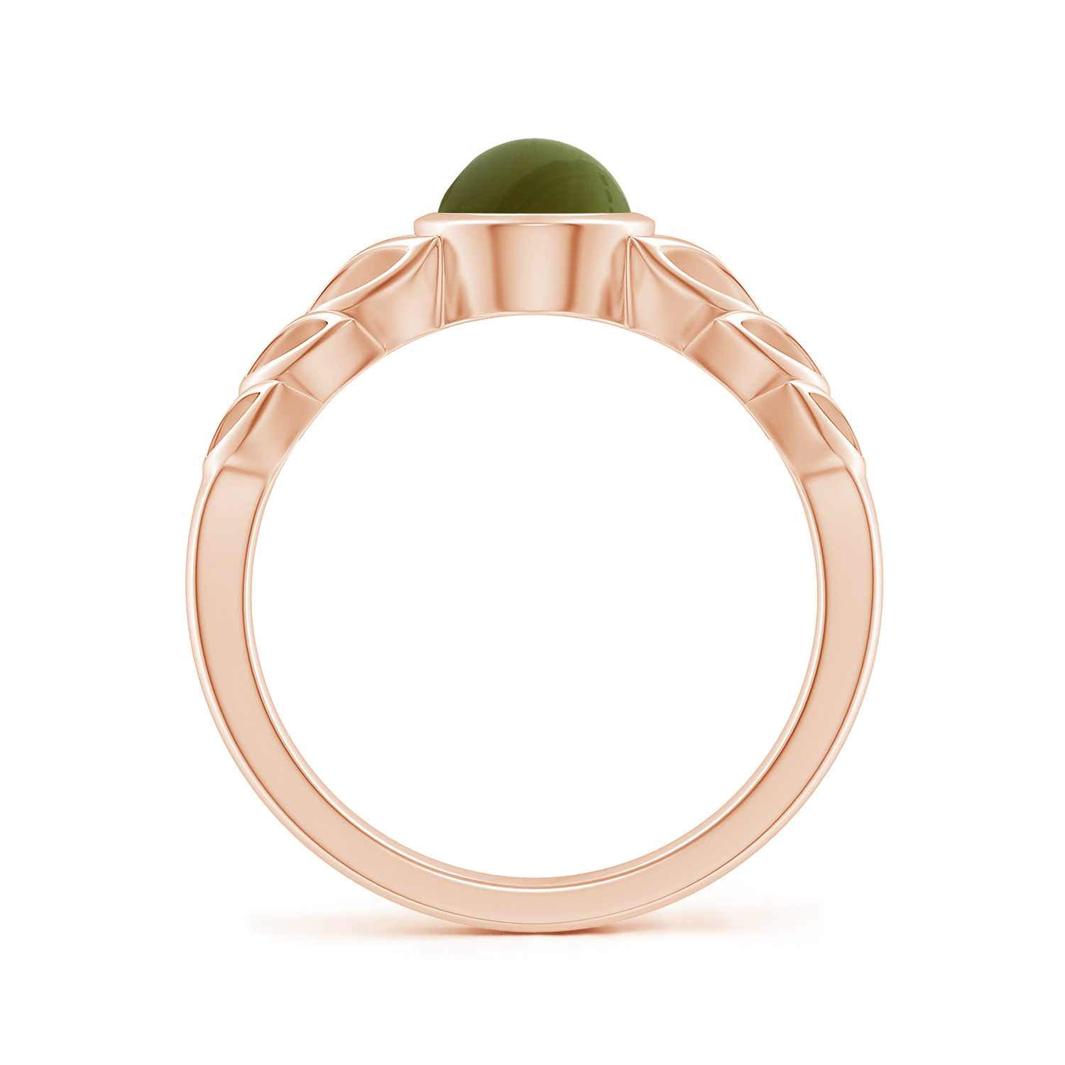 Oval Cat's Eye (Lehsunia) Ring With Leaf Motif