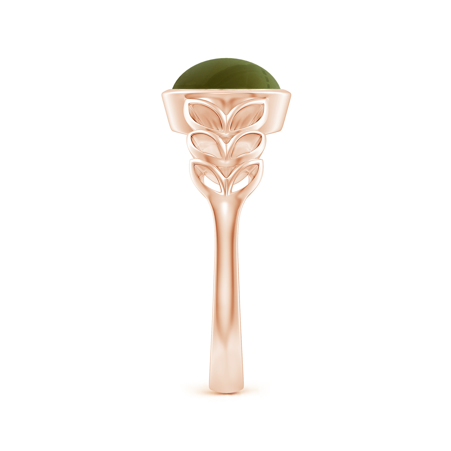 Oval Cat's Eye (Lehsunia) Ring With Leaf Motif