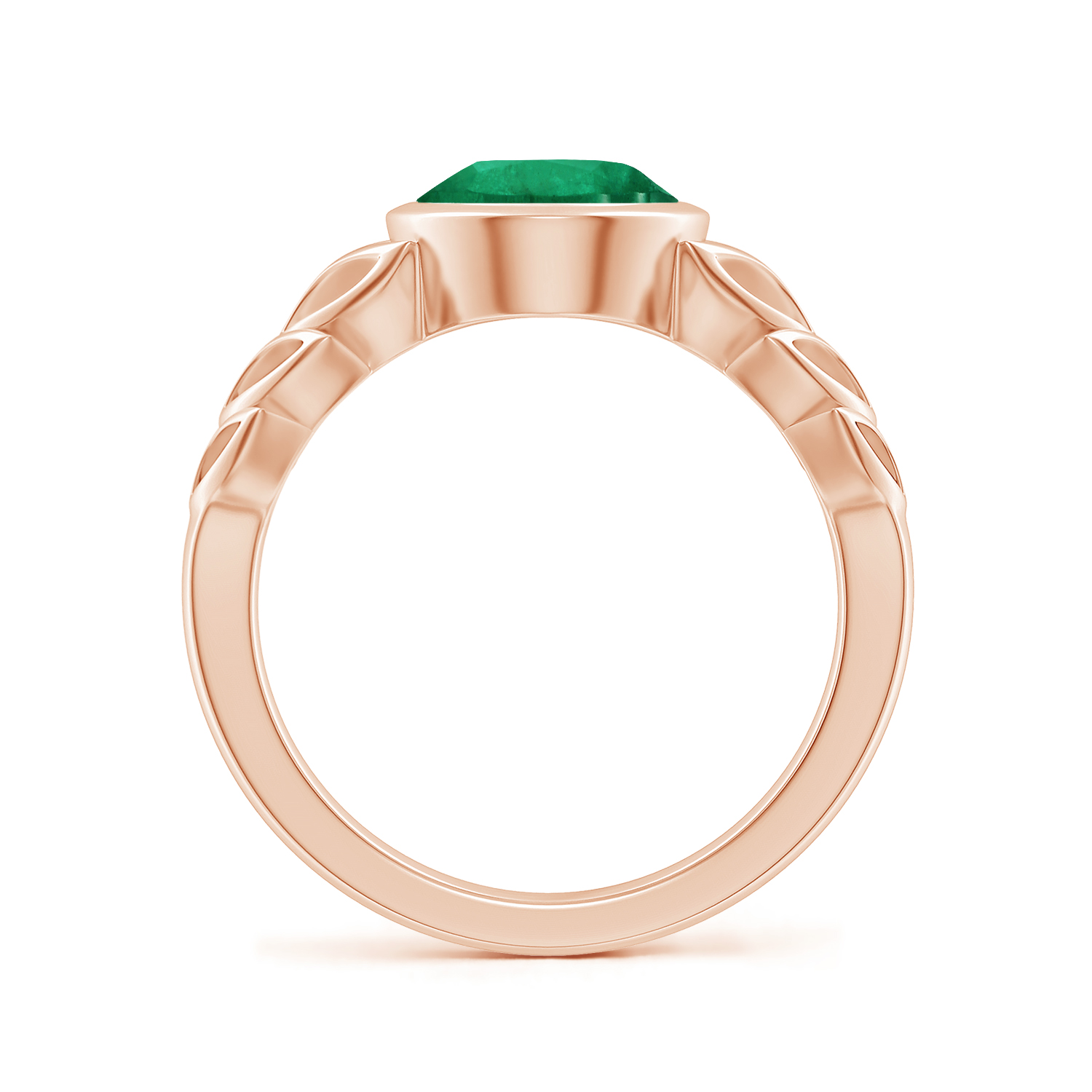  Oval Emerald (Panna) Ring With Leaf Motif 