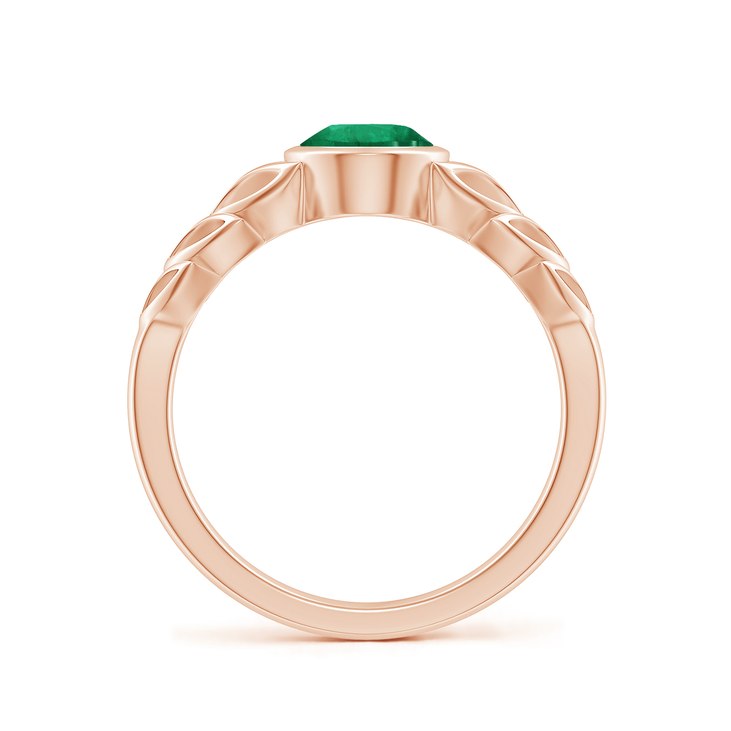 Oval Emerald (Panna) Ring With Leaf Motif