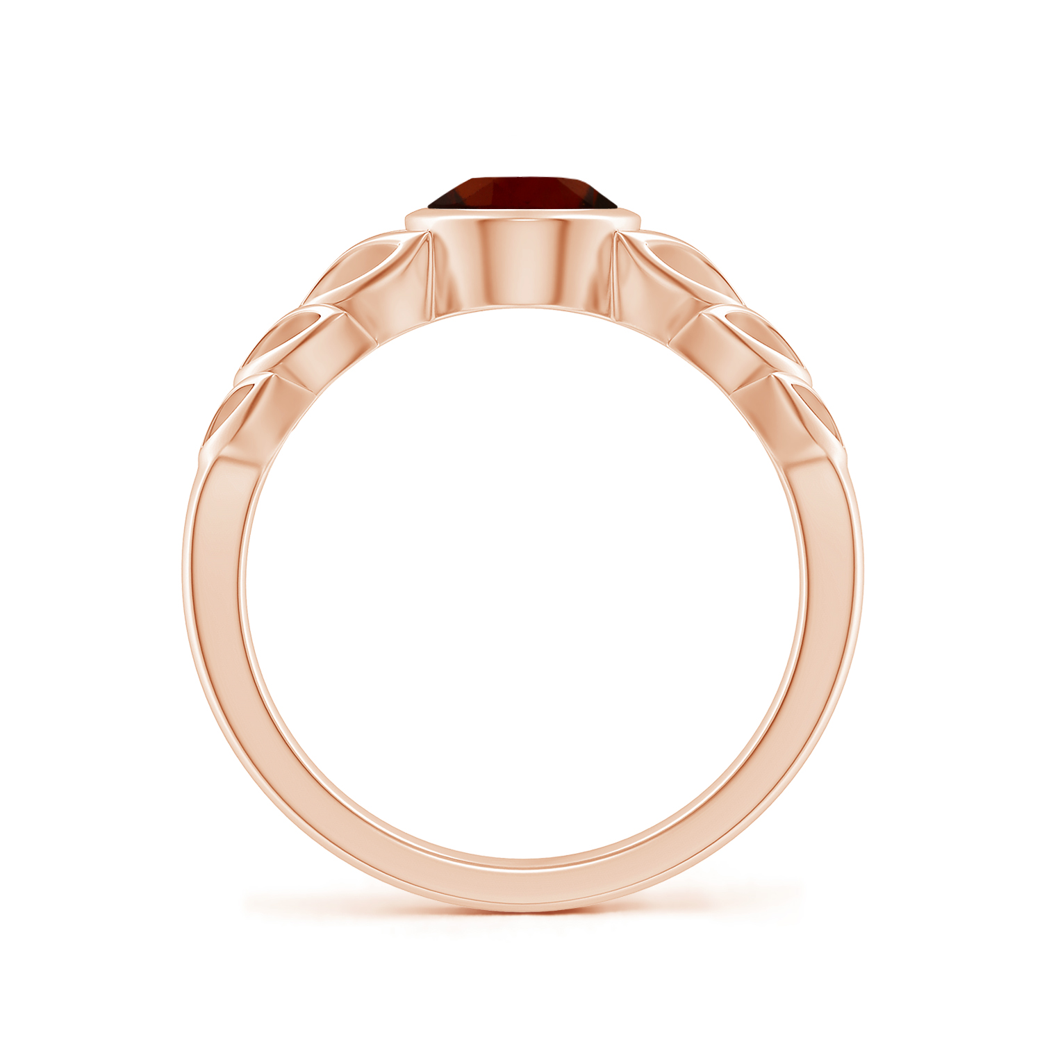 Oval Hessonite (Gomed) Ring With Leaf Motif