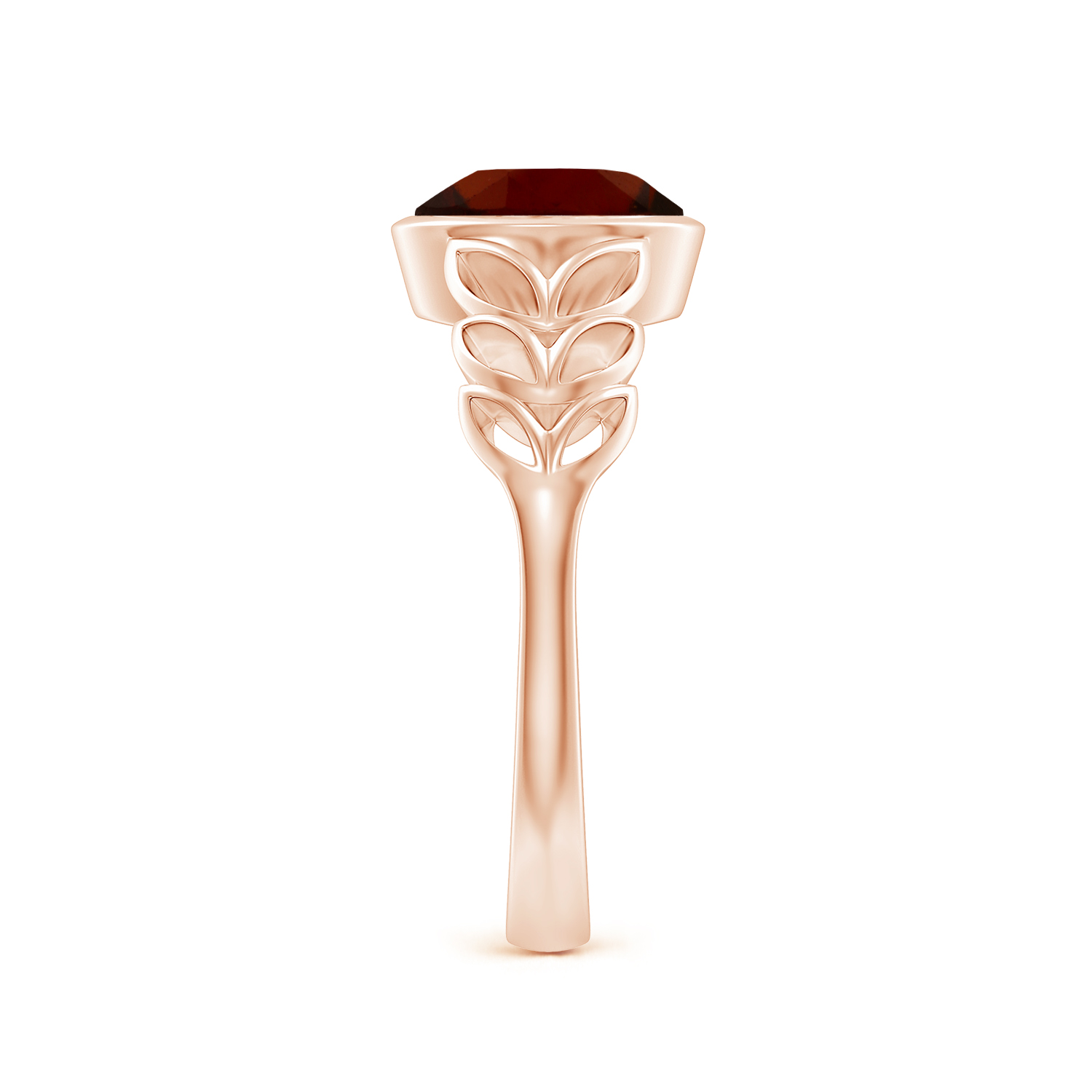 Oval Hessonite (Gomed) Ring With Leaf Motif