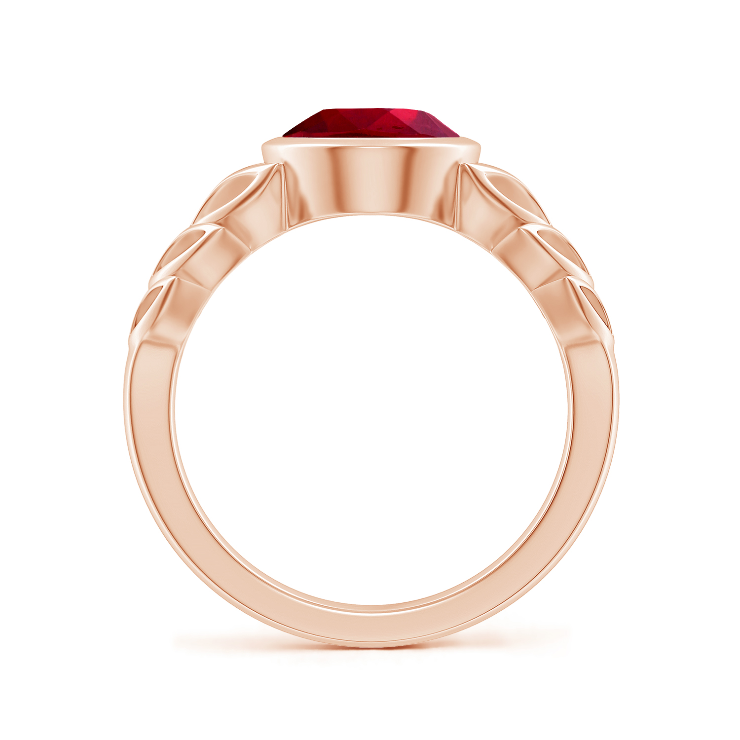  Oval Ruby (Manik) Ring With Leaf Motif 