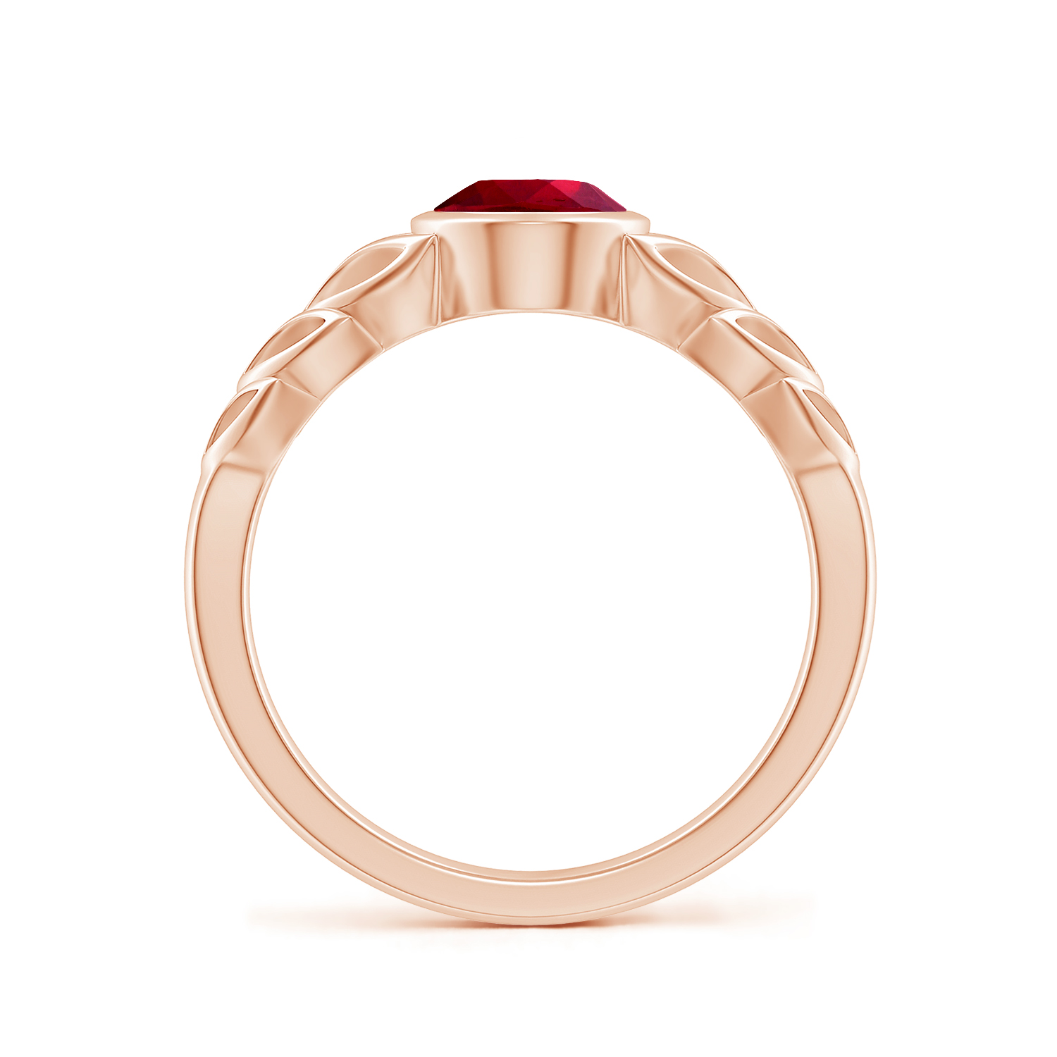 Oval Ruby (Manik) Ring With Leaf Motif