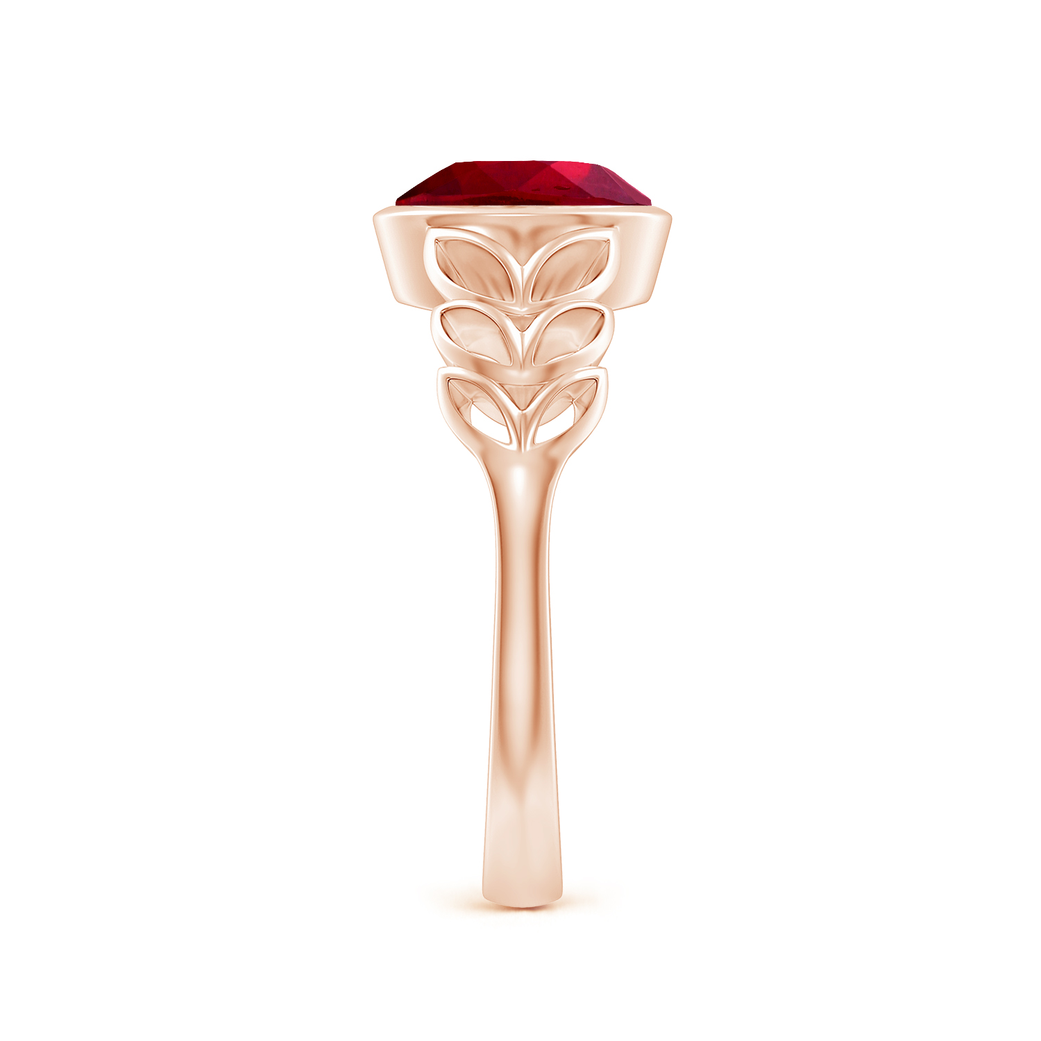 Oval Ruby (Manik) Ring With Leaf Motif