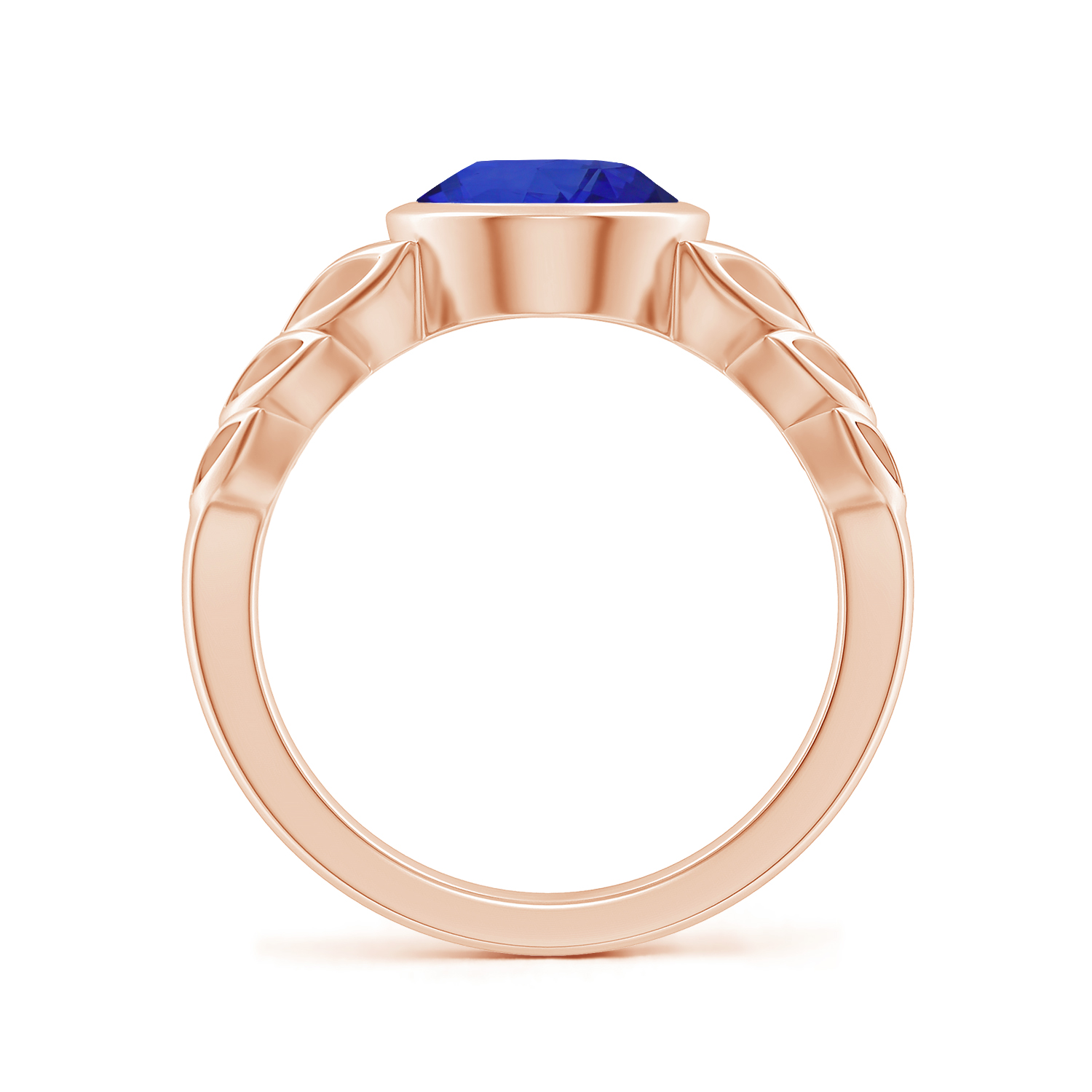  Oval Blue Sapphire (Neelam) Ring With Leaf Motif 