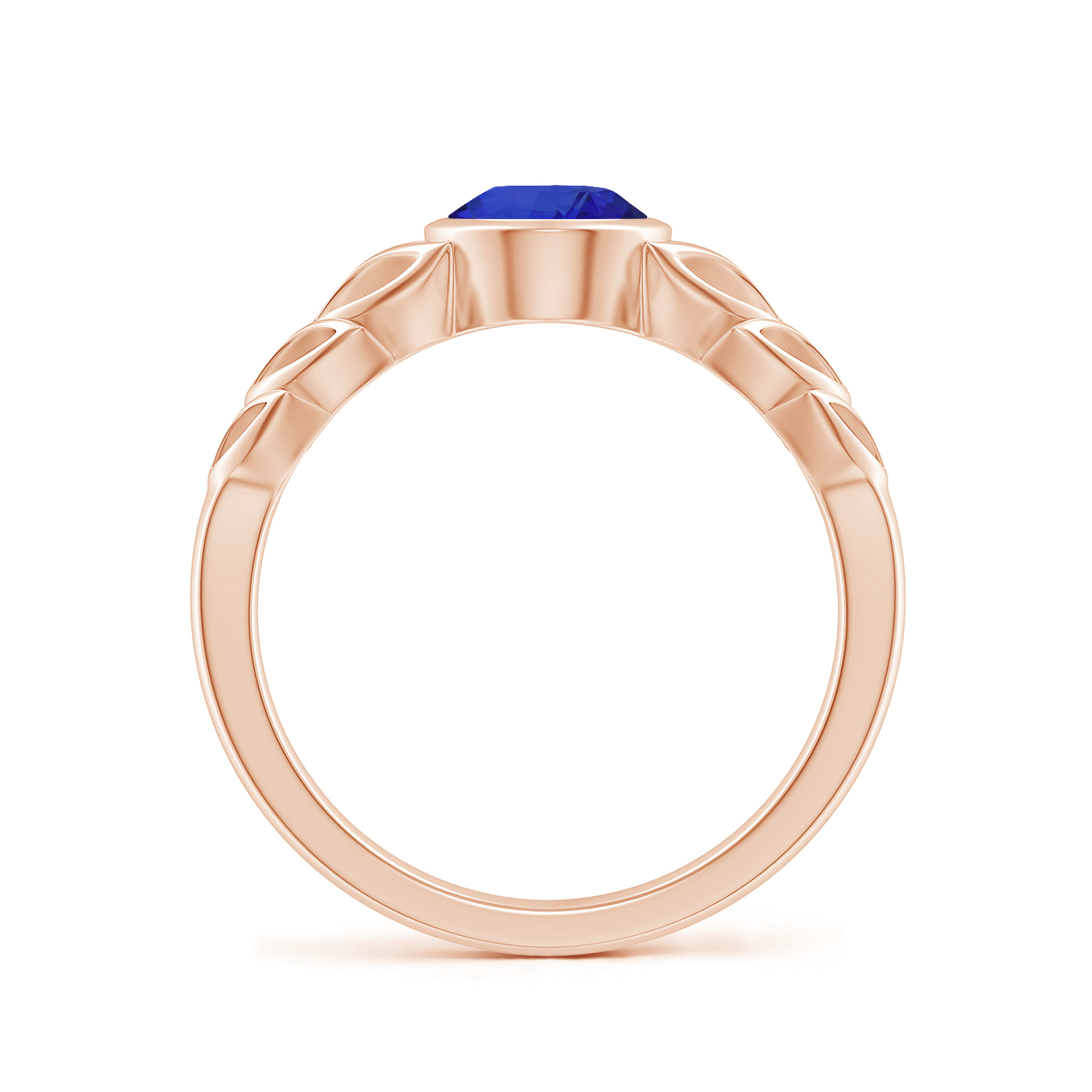 Oval Blue Sapphire (Neelam) Ring With Leaf Motif